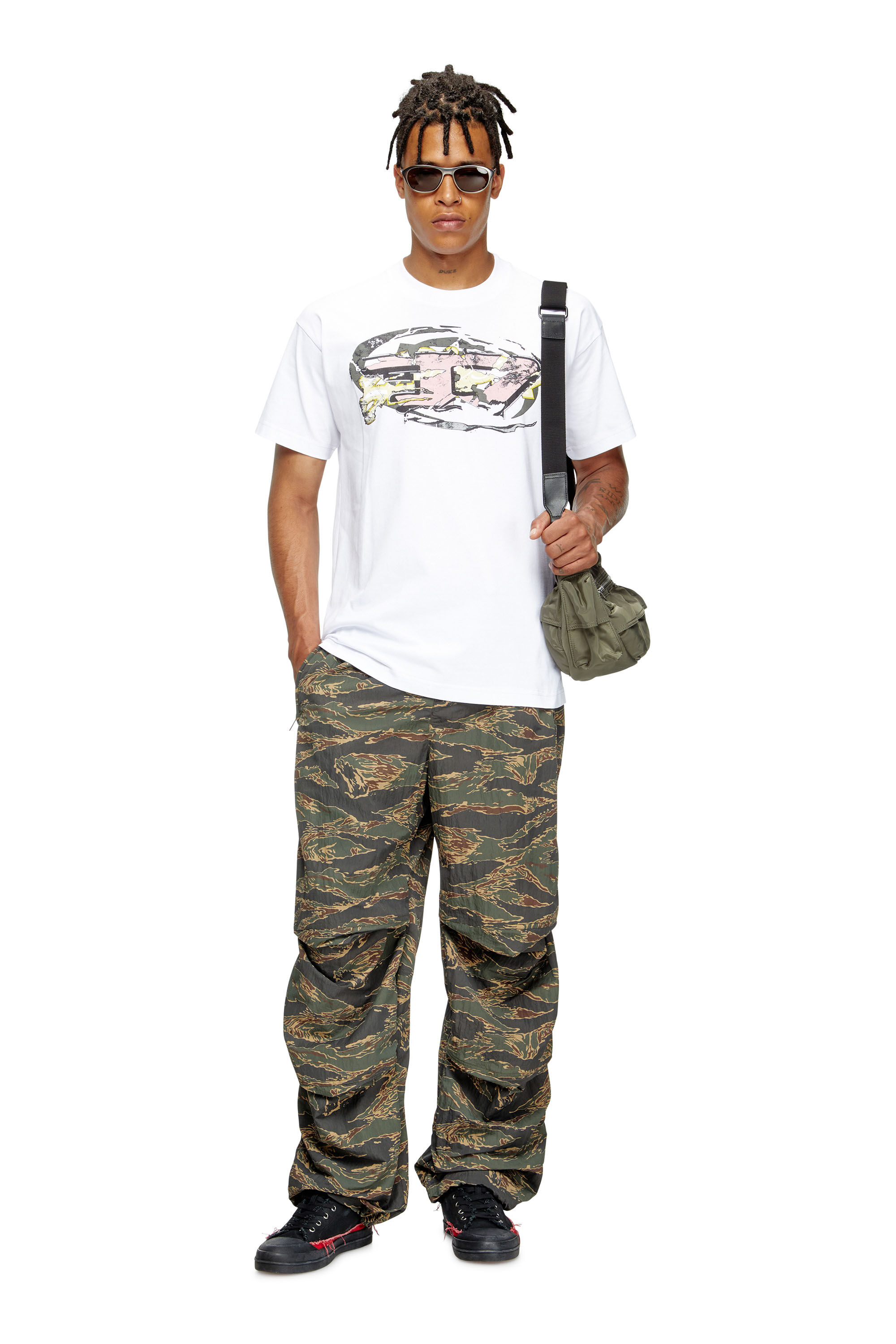 Diesel - T-NORM-T11, Male's T-shirt with Oval D logo in White - 1