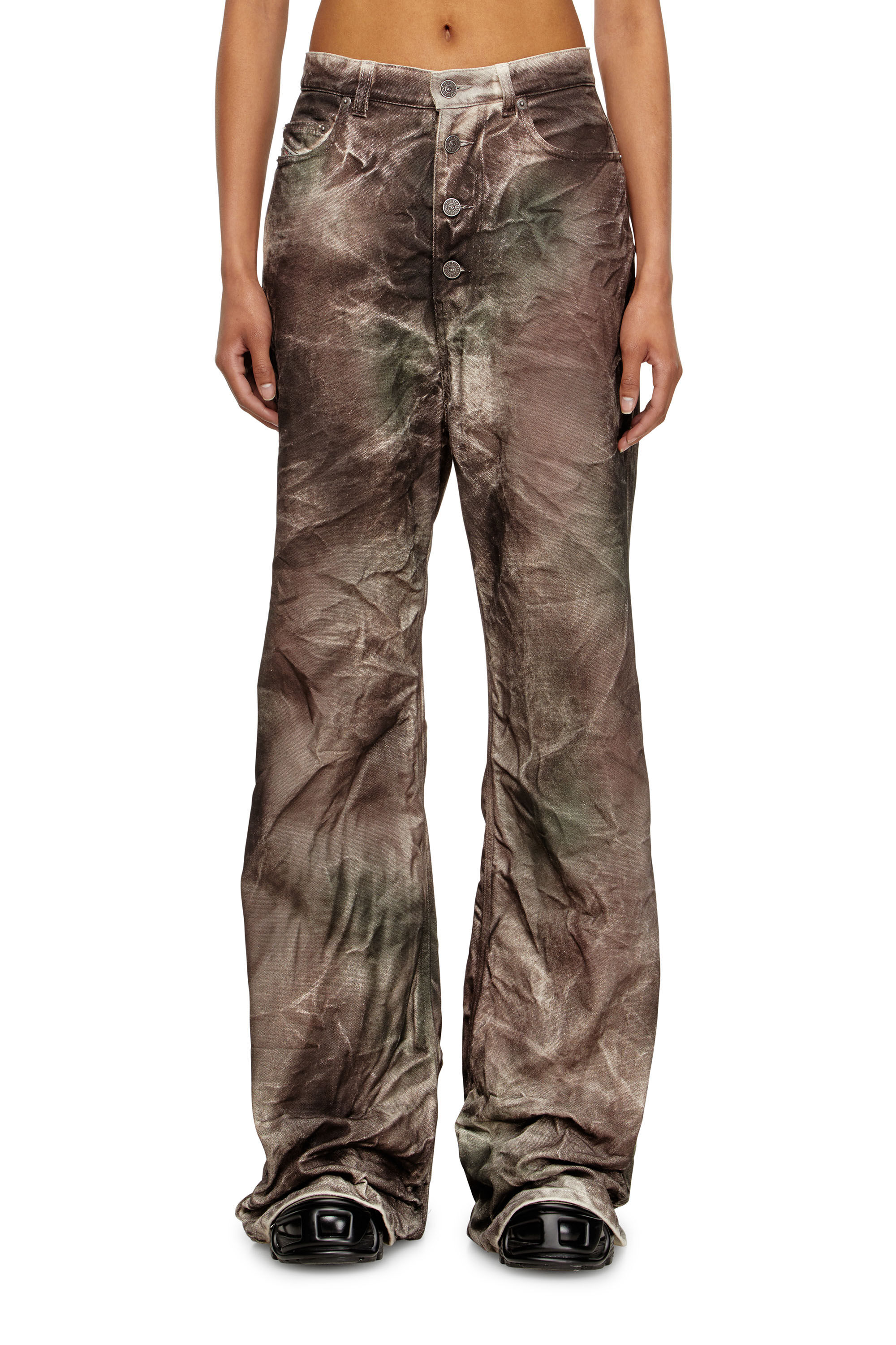 Women's Pants in crinkled camo canvas | Multicolor | Diesel
