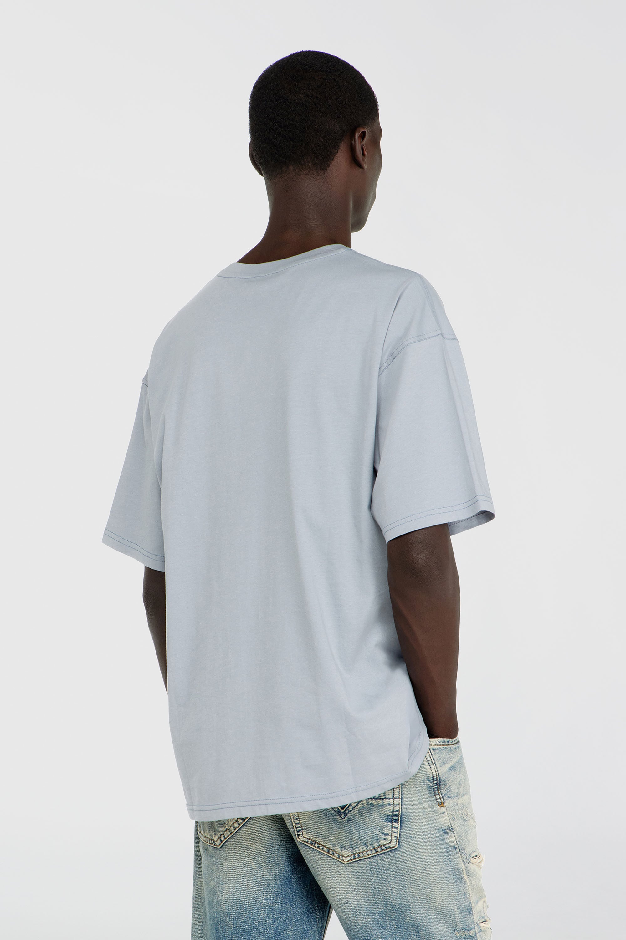 Diesel - T-BOXT-AA15, Male's T-shirt with Diesel Industry chest print in Light Grey - 4