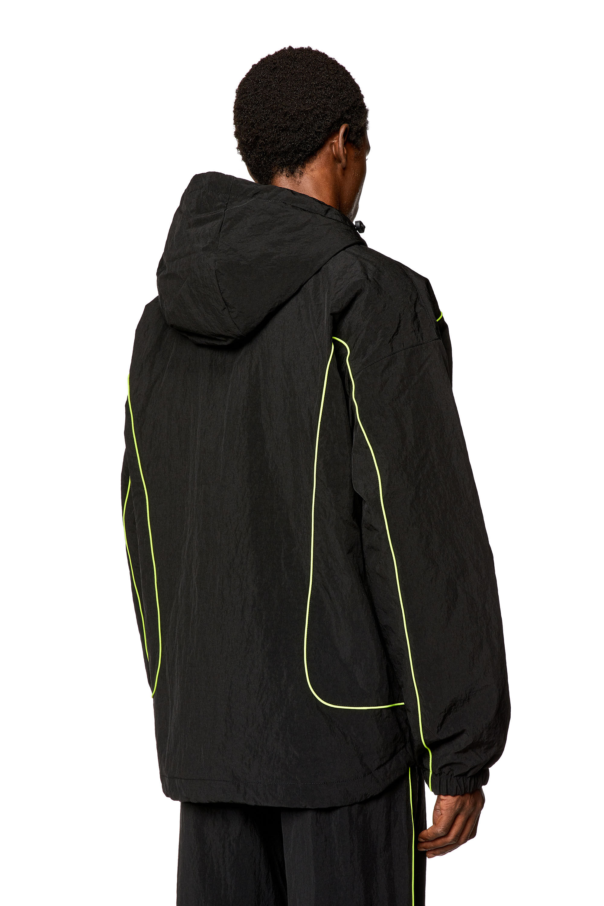 Diesel - J-GREEN, Male's Padded hooded jacket in wrinkled nylon in Black - 5