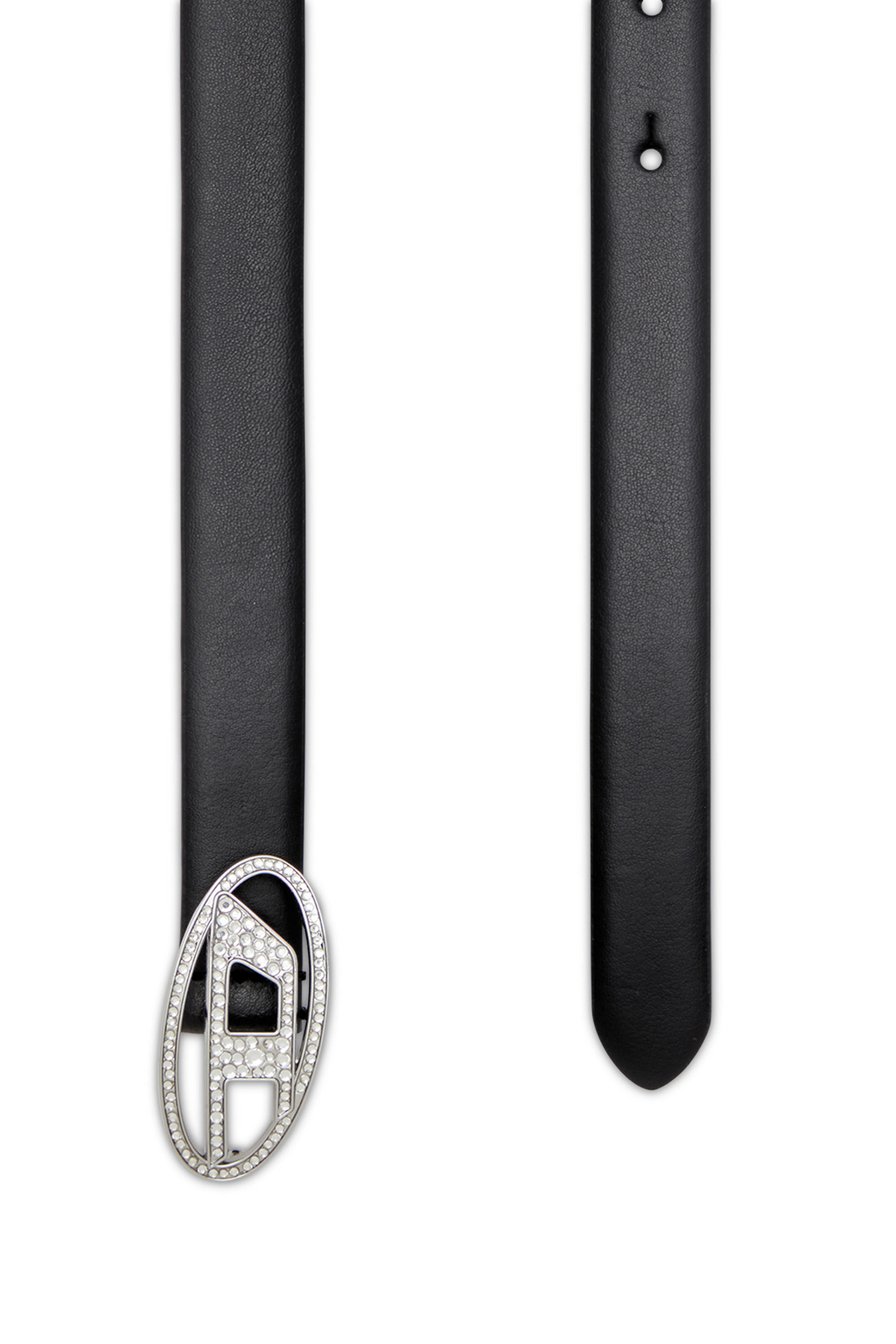 ベルト Diesel B-1Dr Rhinestone Belt B-1DR STRASS - logo belt with strass | Black | Diesel