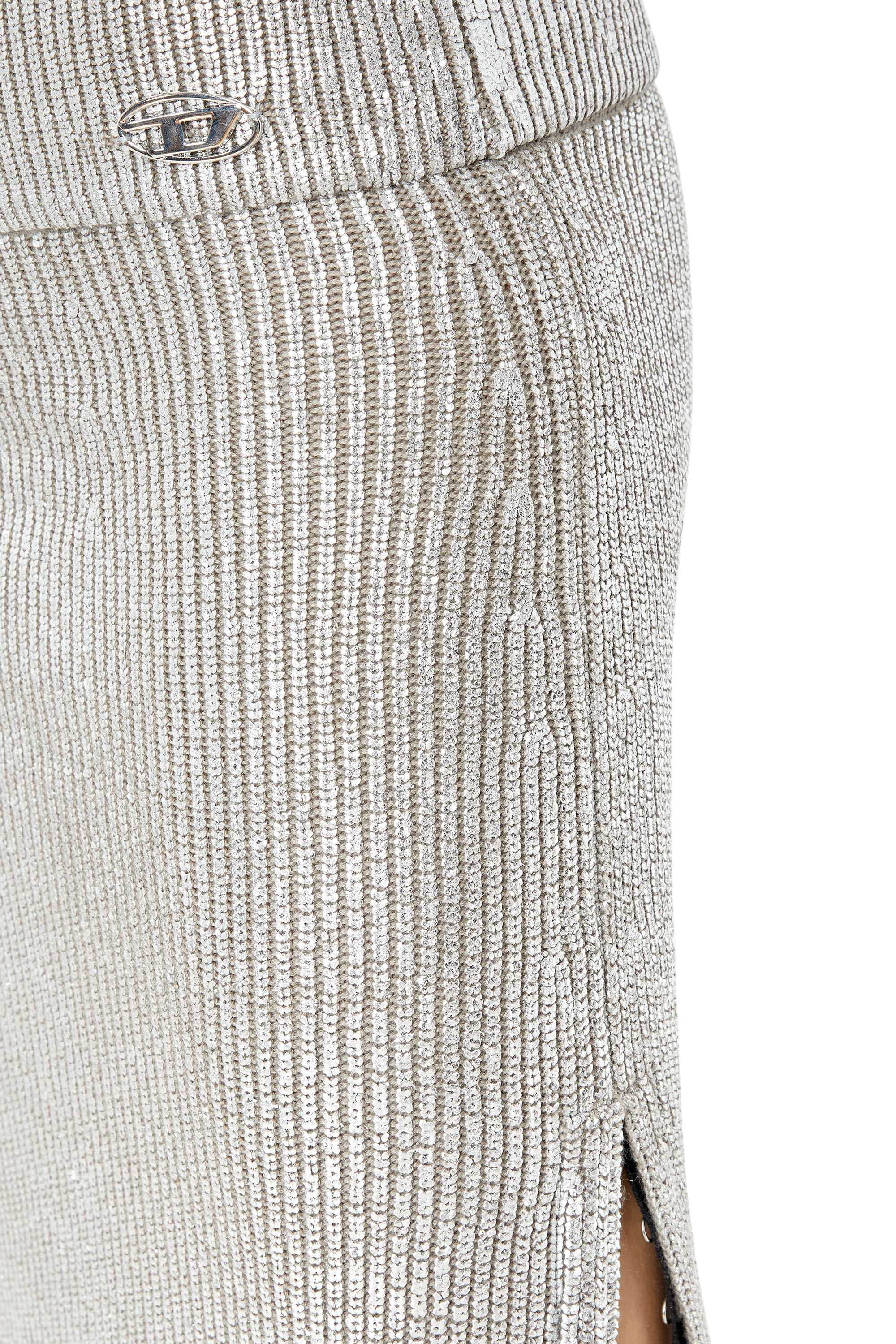 Diesel - M-ADHUETTE, Female's Wool skirt with foil print in Light Grey - 6