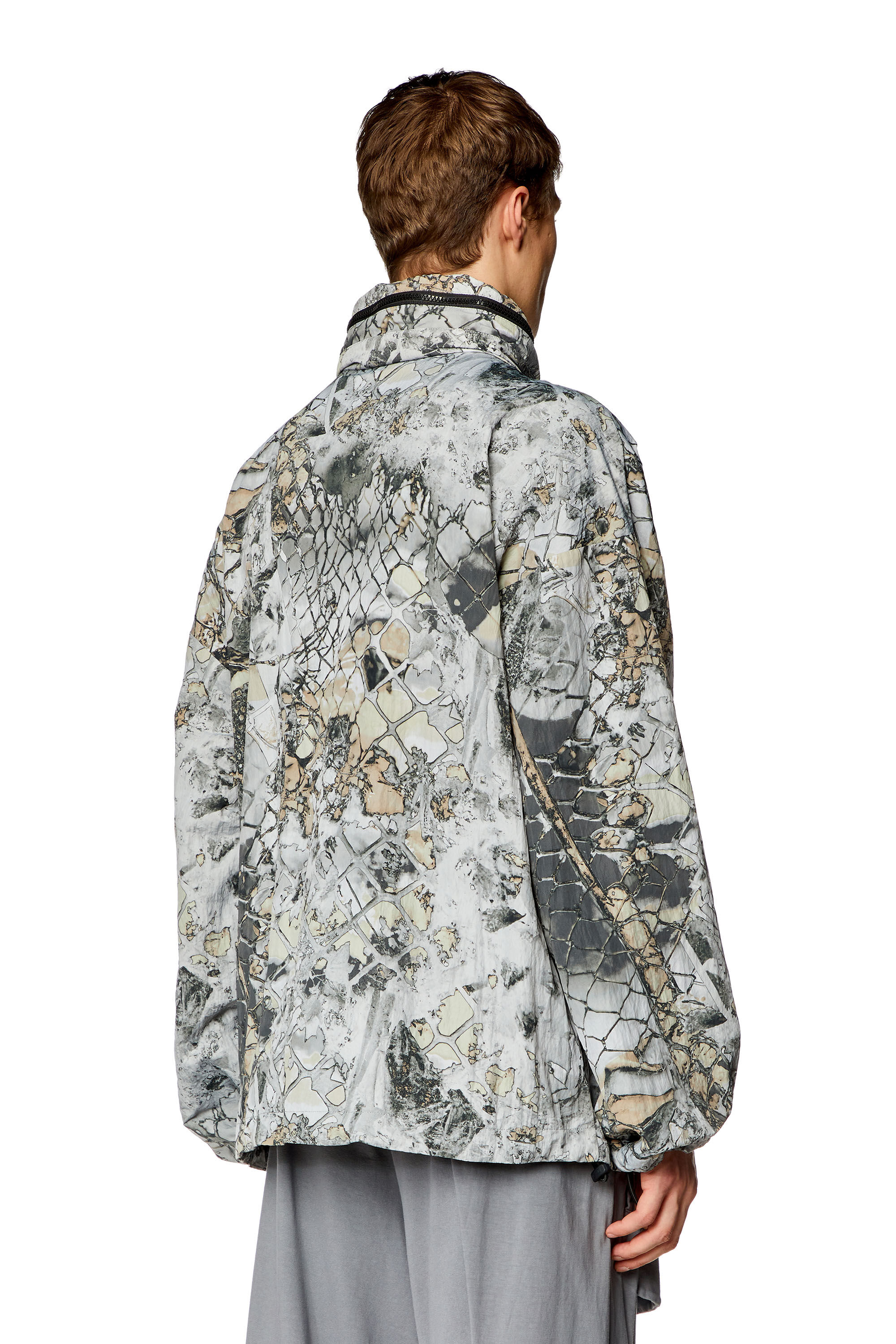 Diesel - J-DORSETT, Male's Windbreaker with abstract print in Grey - 5