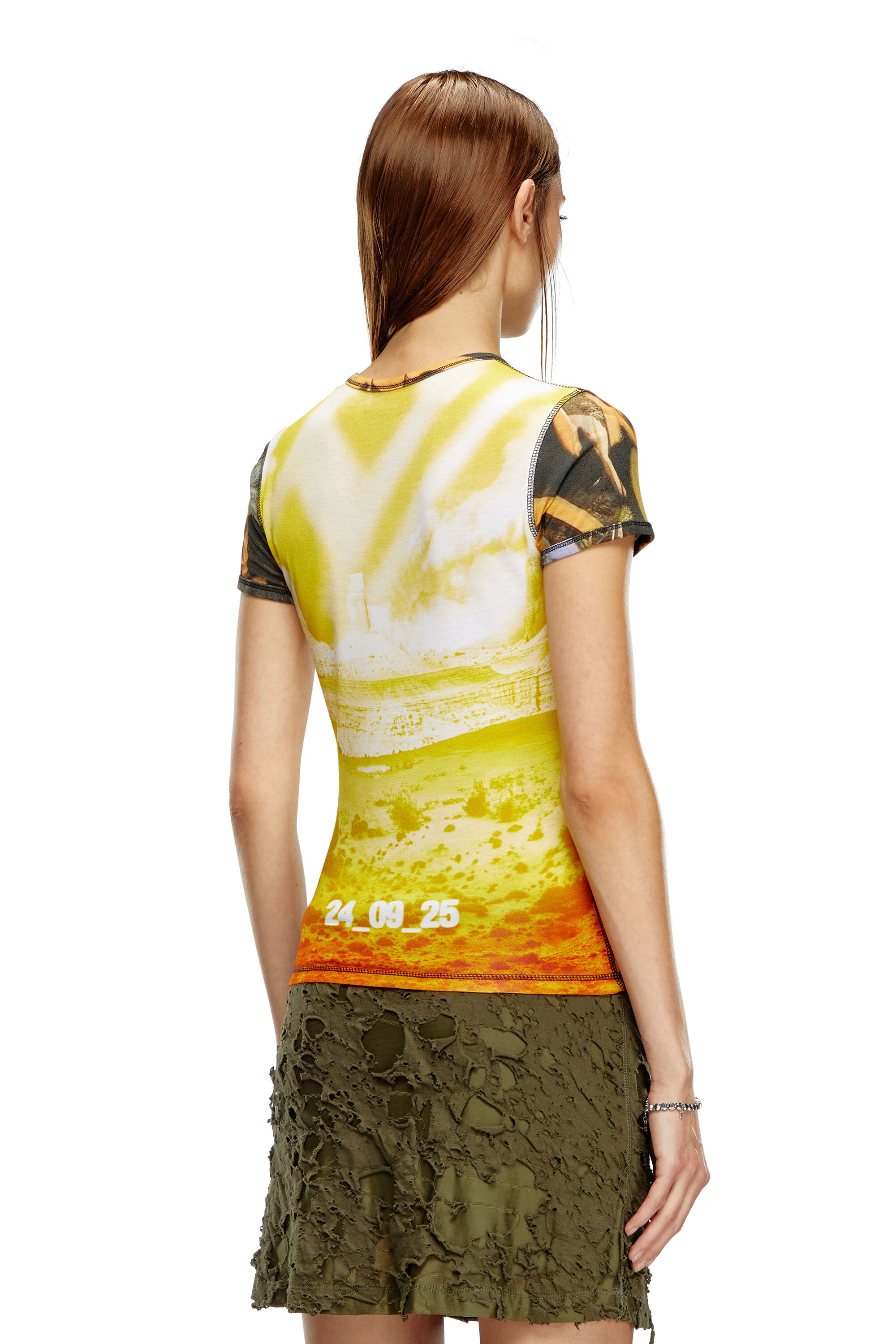 Women's Viscose T-shirt with poster print | Green | Diesel
