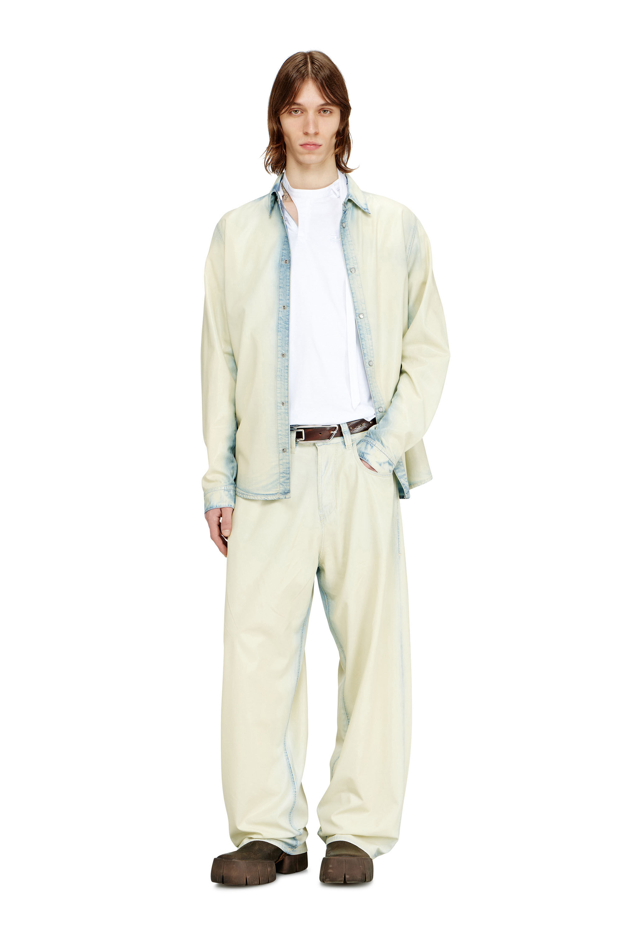 Diesel - T-KAUKO, T-shirt avec bride d'encolure motard Homme in Blanc - 1