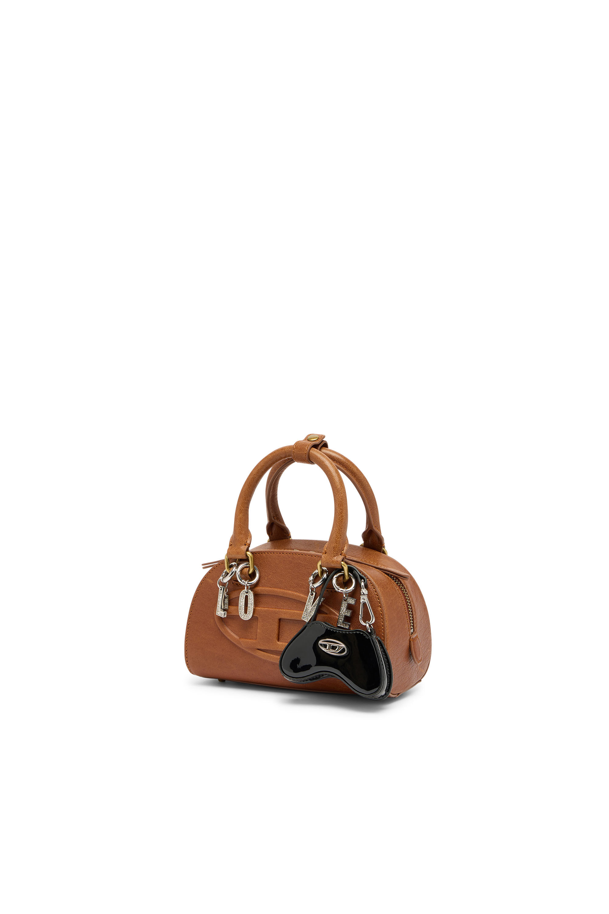 Women's 1DR Dome-Mini bowling bag in pull-up leather | Brown | Diesel