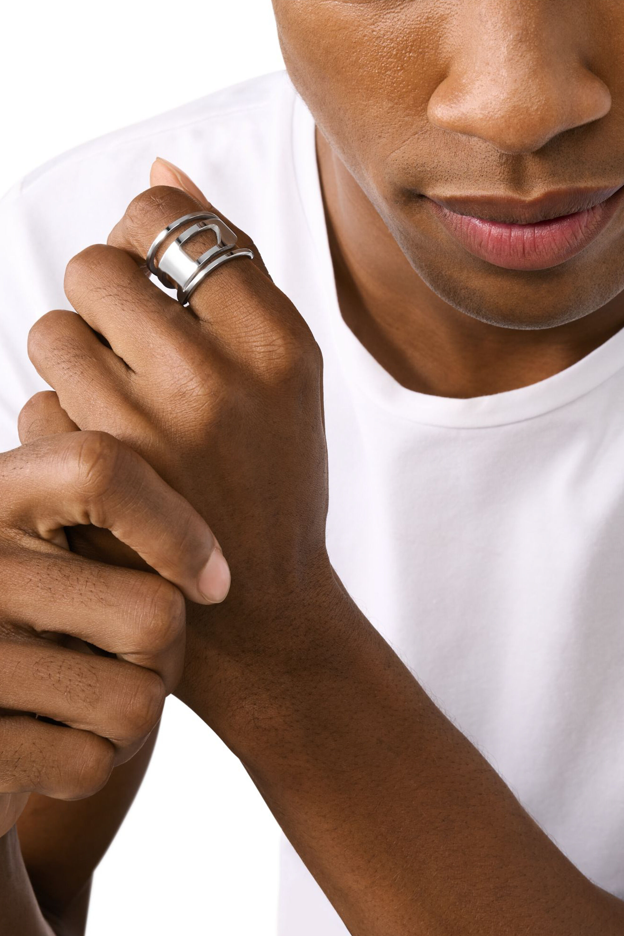 DIESEL ステンレススチール製バンドリング Women's Stainless Steel Band Ring | Silver | Diesel