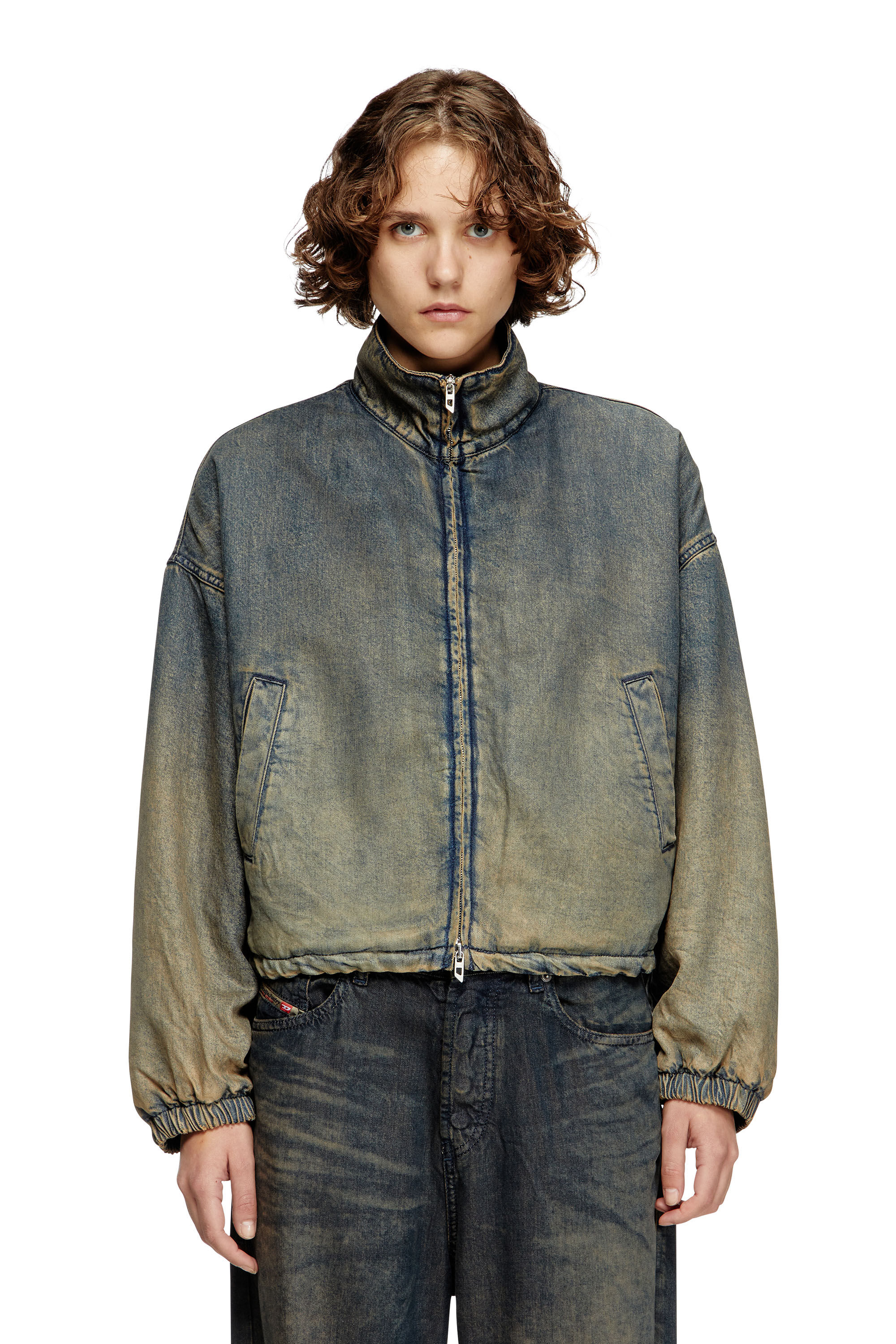 Women's Zipped jacket in fluid shaded denim | Blue | Diesel