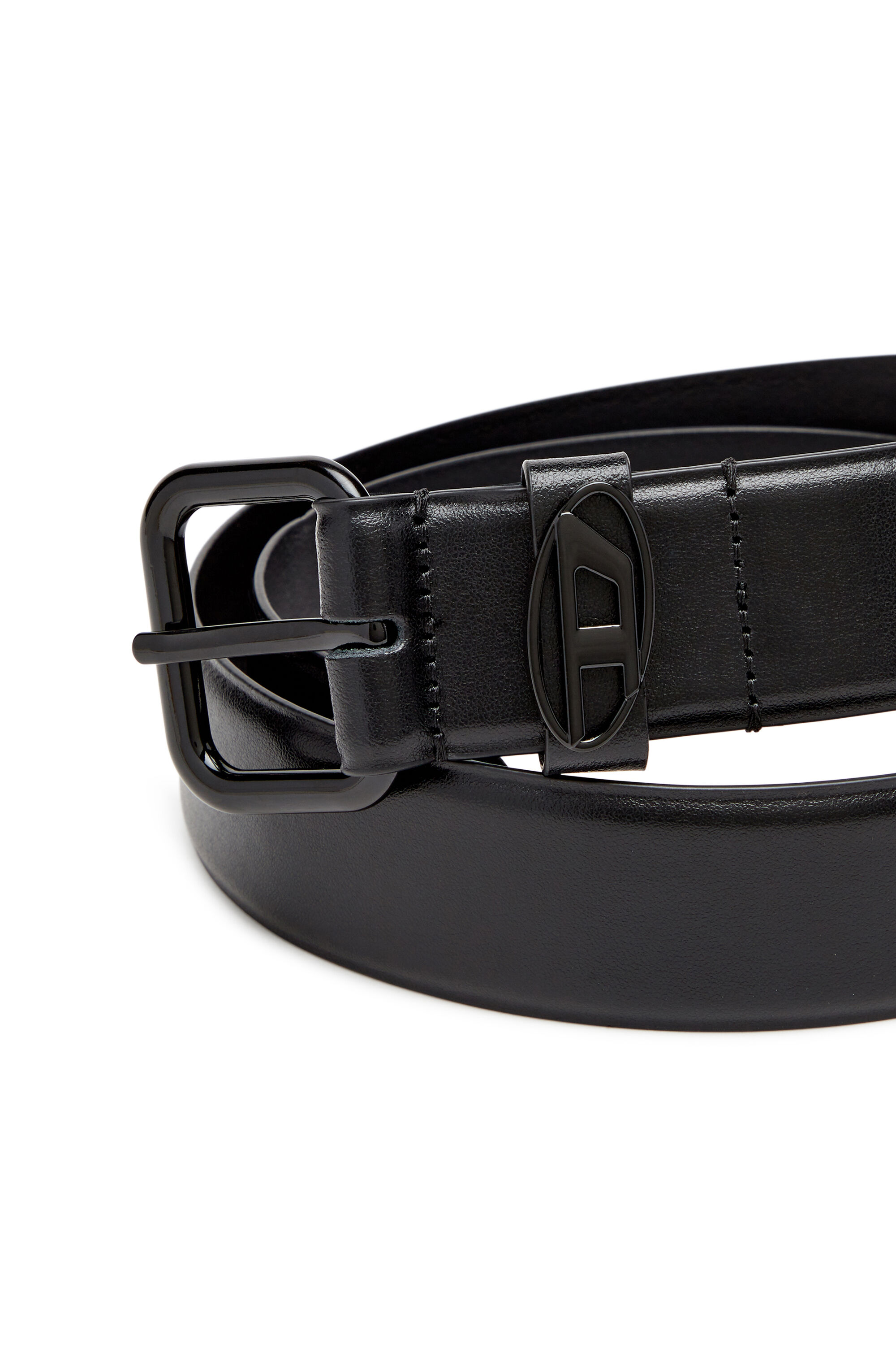 DIESEL レザーベルト　 OVAL D LOGO B-1DR B-1DR-LAYER 2.9cm leather belt with oval d logo｜ブラック