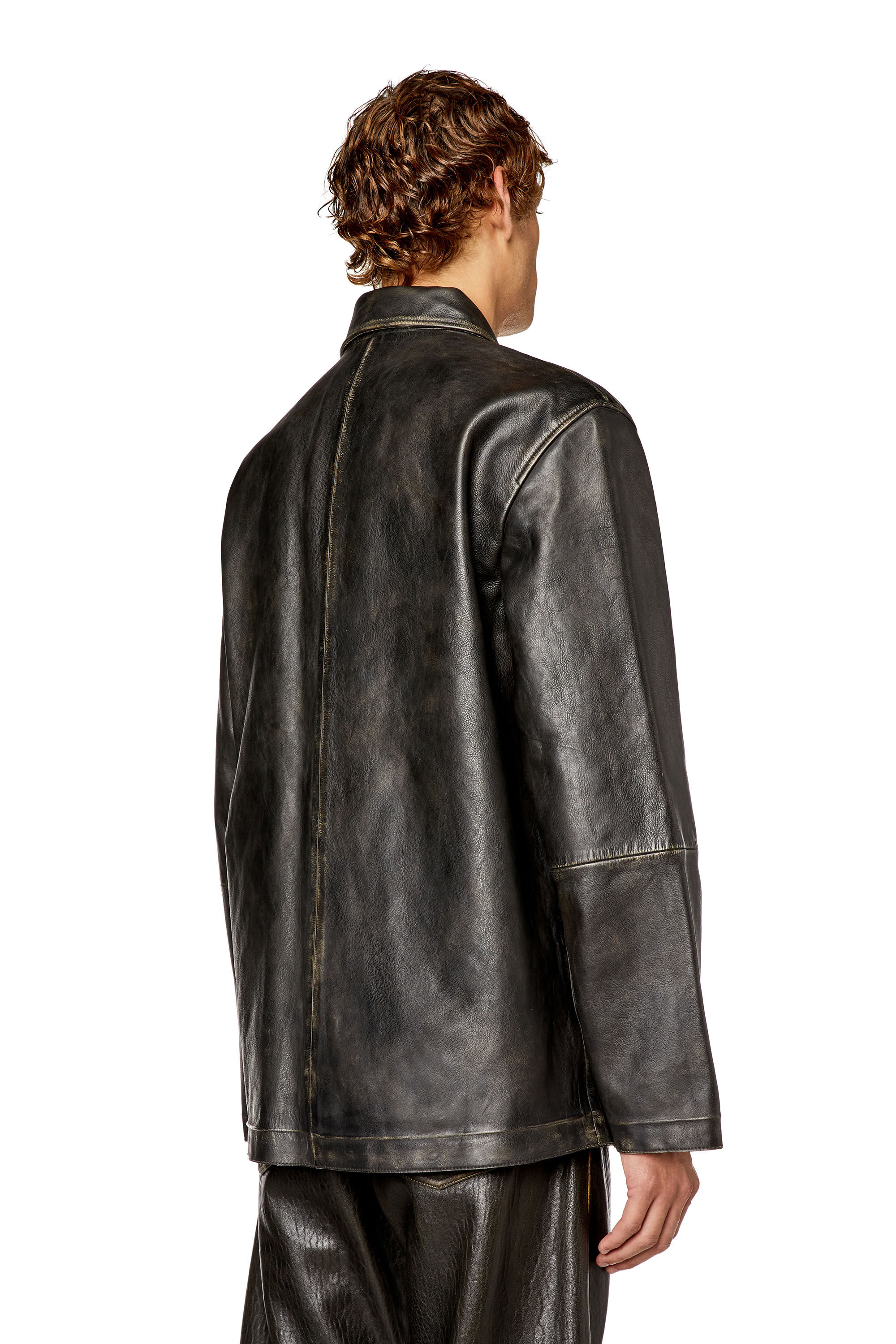 Men's Distressed leather jacket | Black | Diesel L-Stoller-Treat