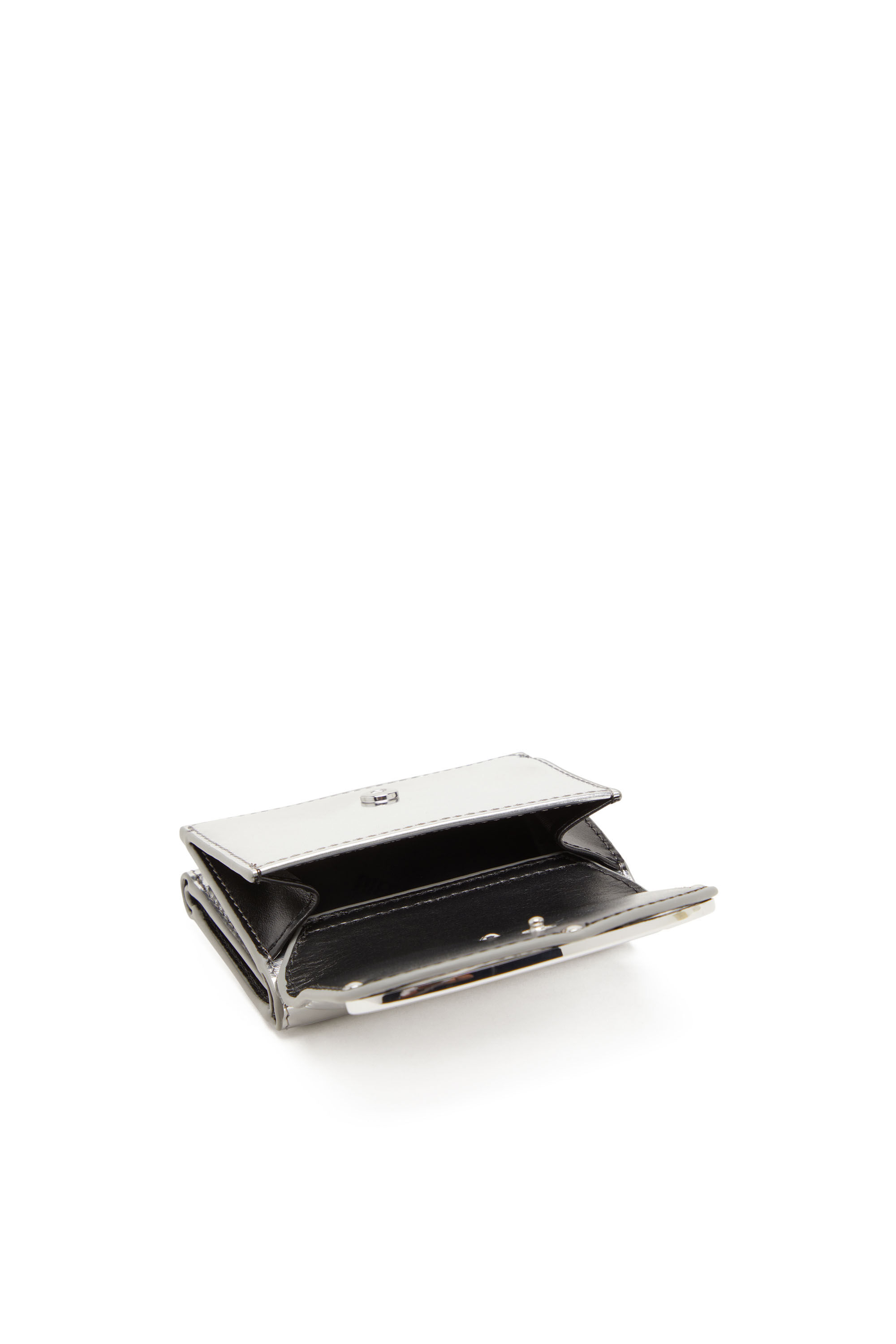 Women's Tri-fold wallet in mirrored leather | Silver | Diesel