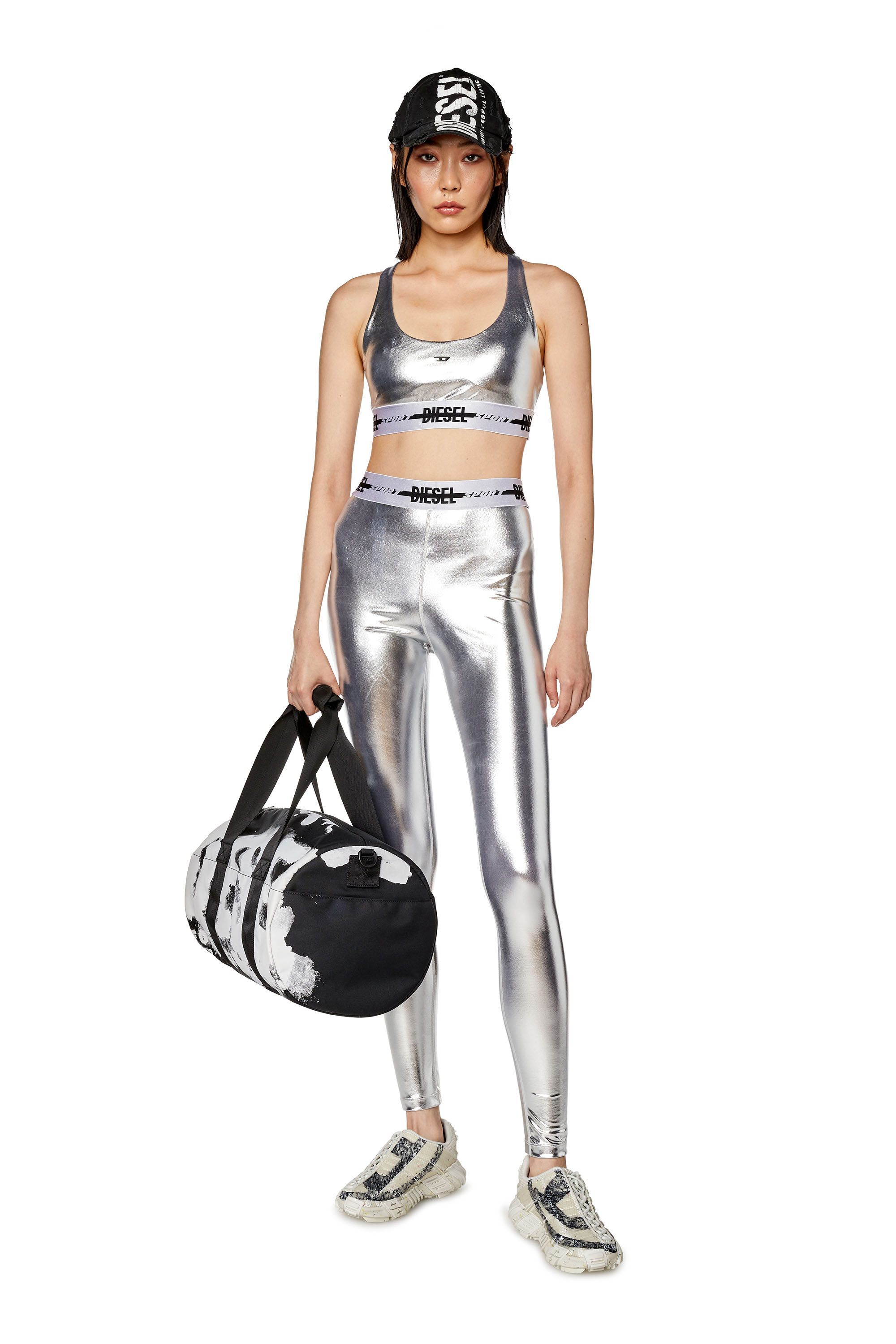 Diesel - AWB-JULIANA-WT26, Female's Metallic sports bra in Silver - 4