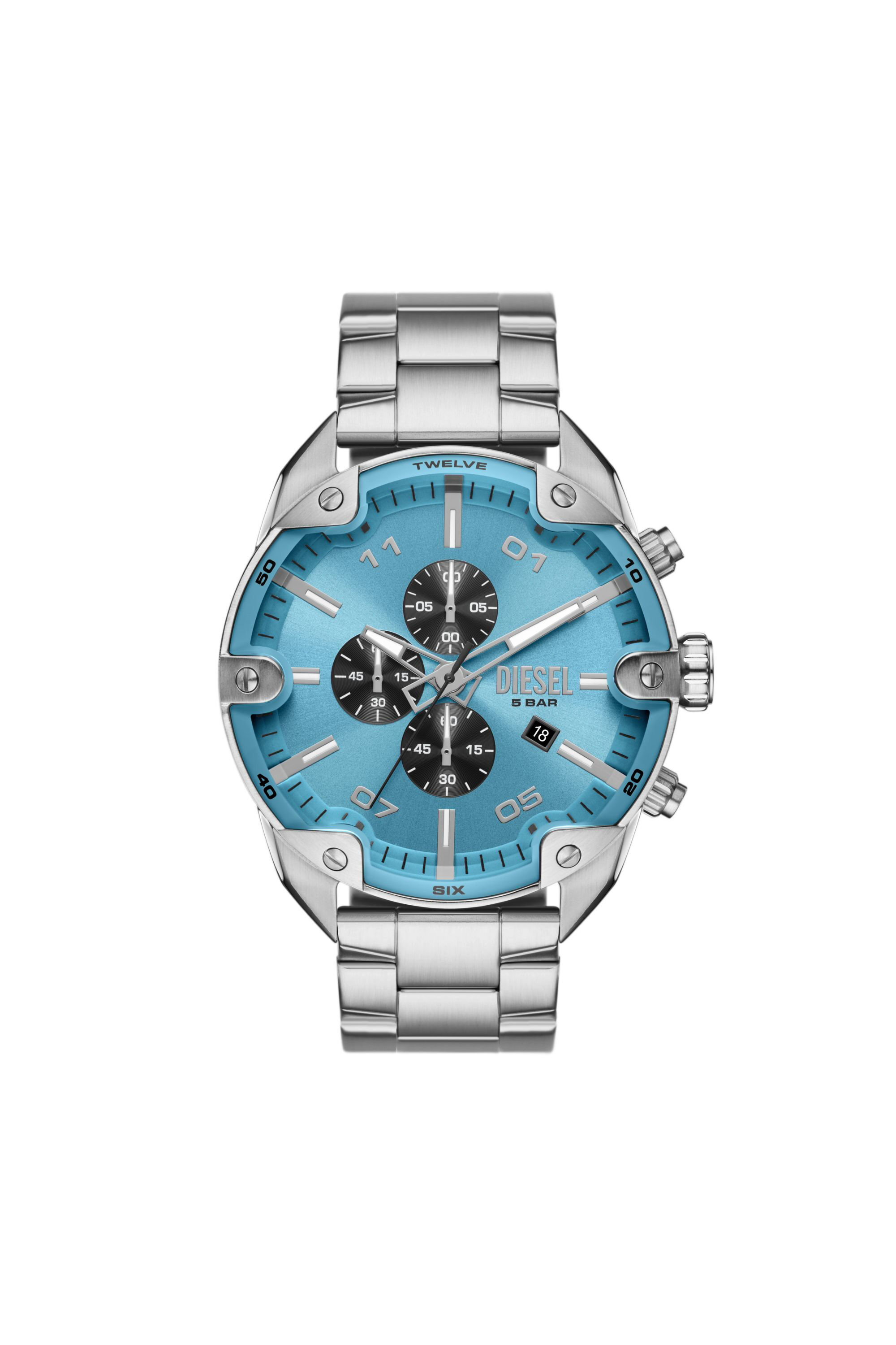 Men's Spiked chronograph stainless steel watch | Silver | Diesel
