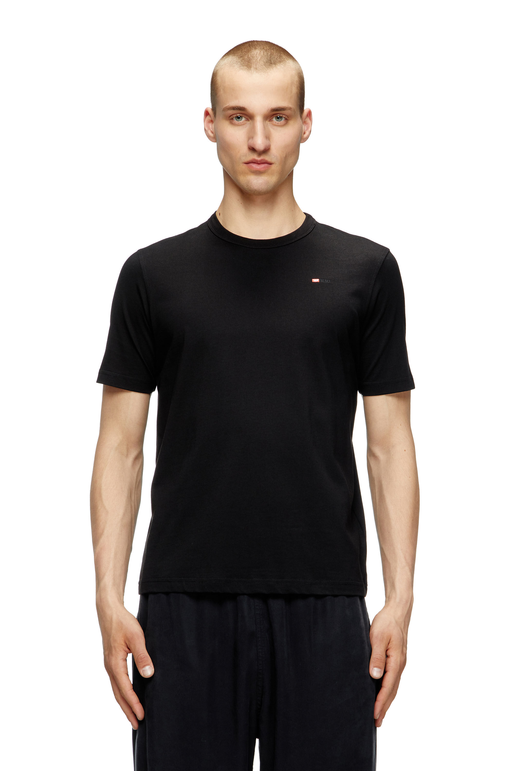 Diesel - T-ADJUST-MICRODIV, Unisex's T-shirt with micro-embroidered logo in Black - 3