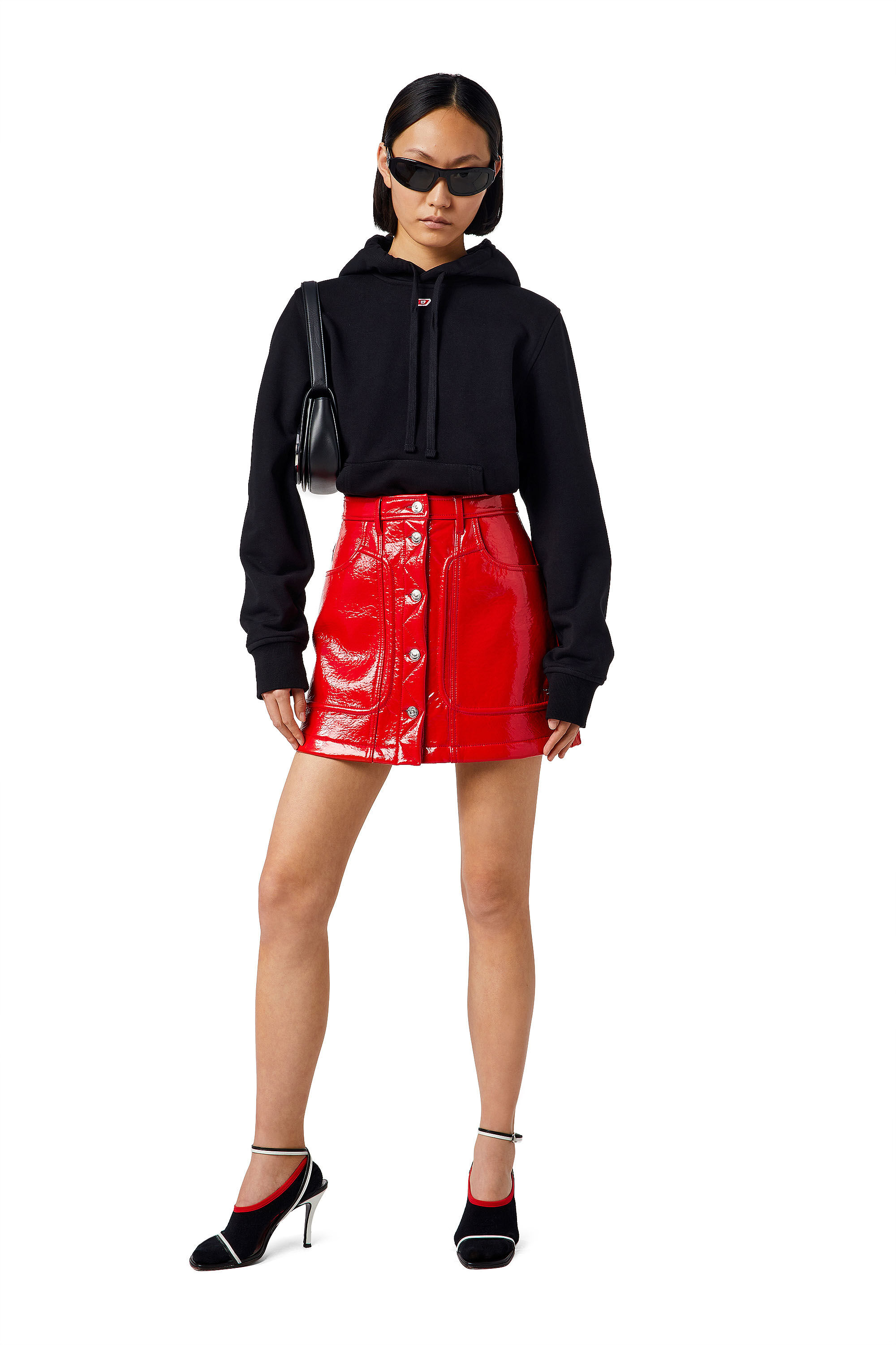 Diesel - S-GINN-HOOD-D, Woman's Hoodie with D logo in Black - 1