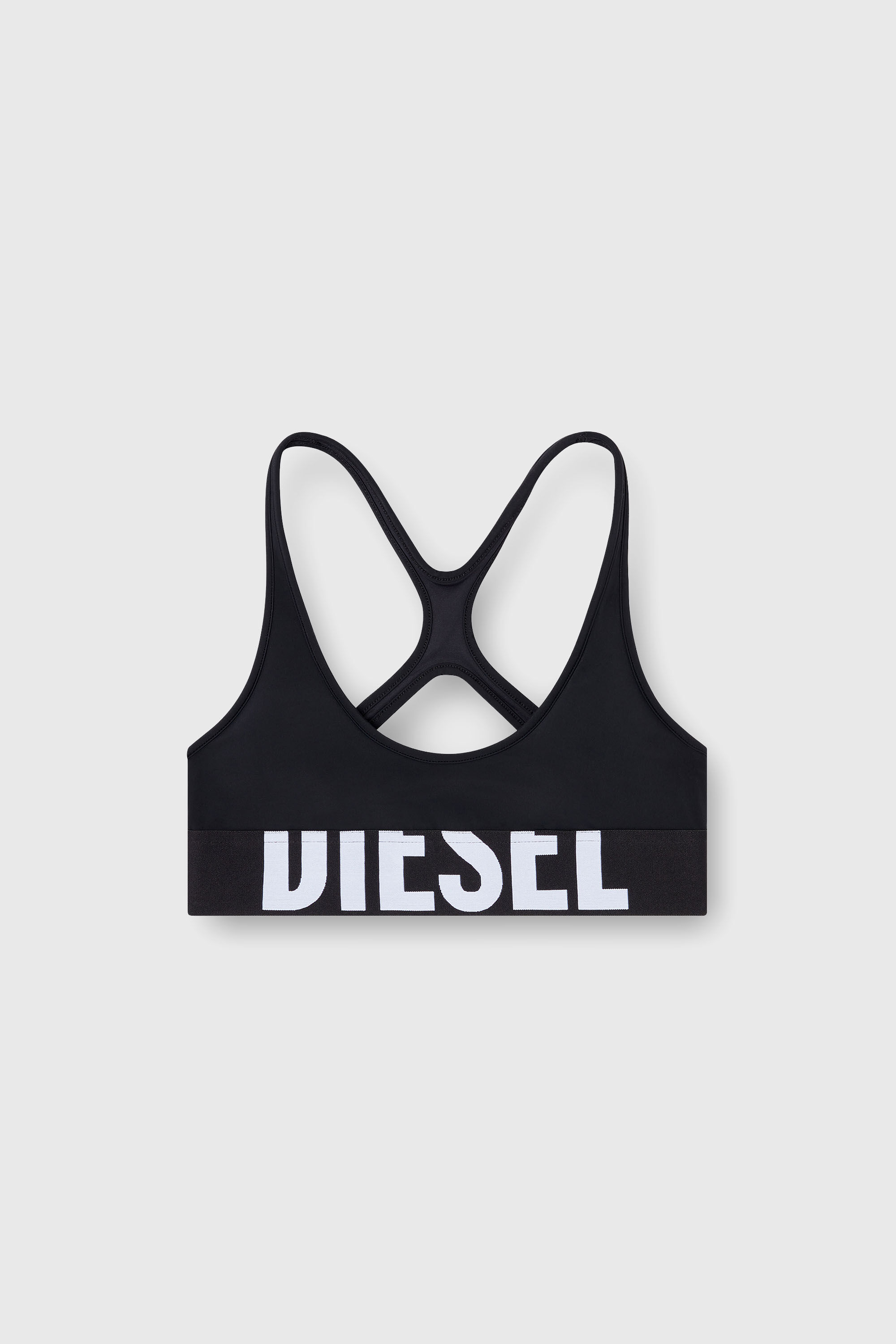 Diesel - ALLISON-D-POP, Female's Microfibre sports bra with cut-off logo in Black - 6
