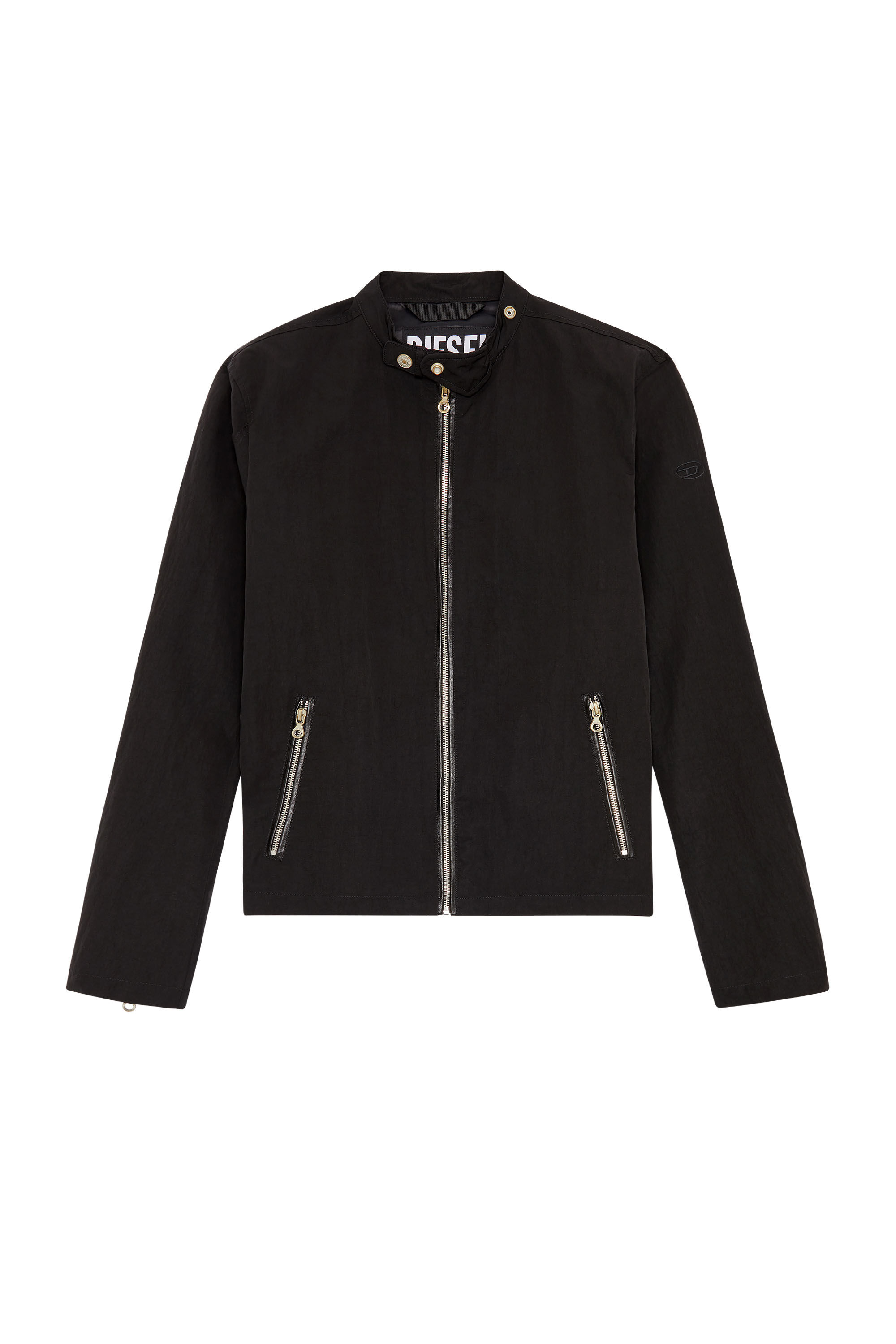 Diesel - J-SOFORI-NEW, Male's Biker jacket in textured technical canvas in Black - 2