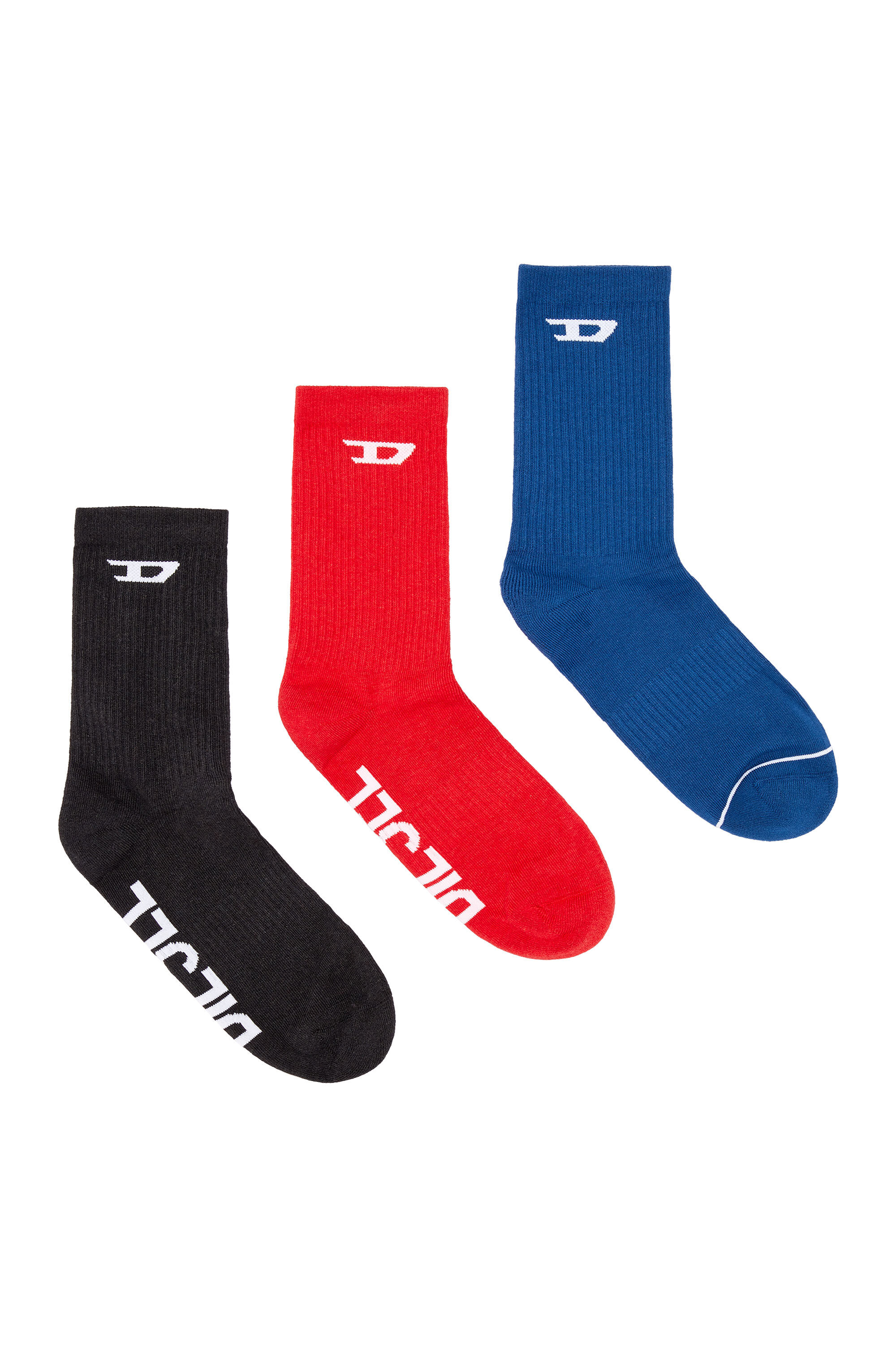 Diesel - SKM-RAY-THREEPACK, Lot de trois paires de chaussettes avec D jacquard Homme in Polychrome - 1