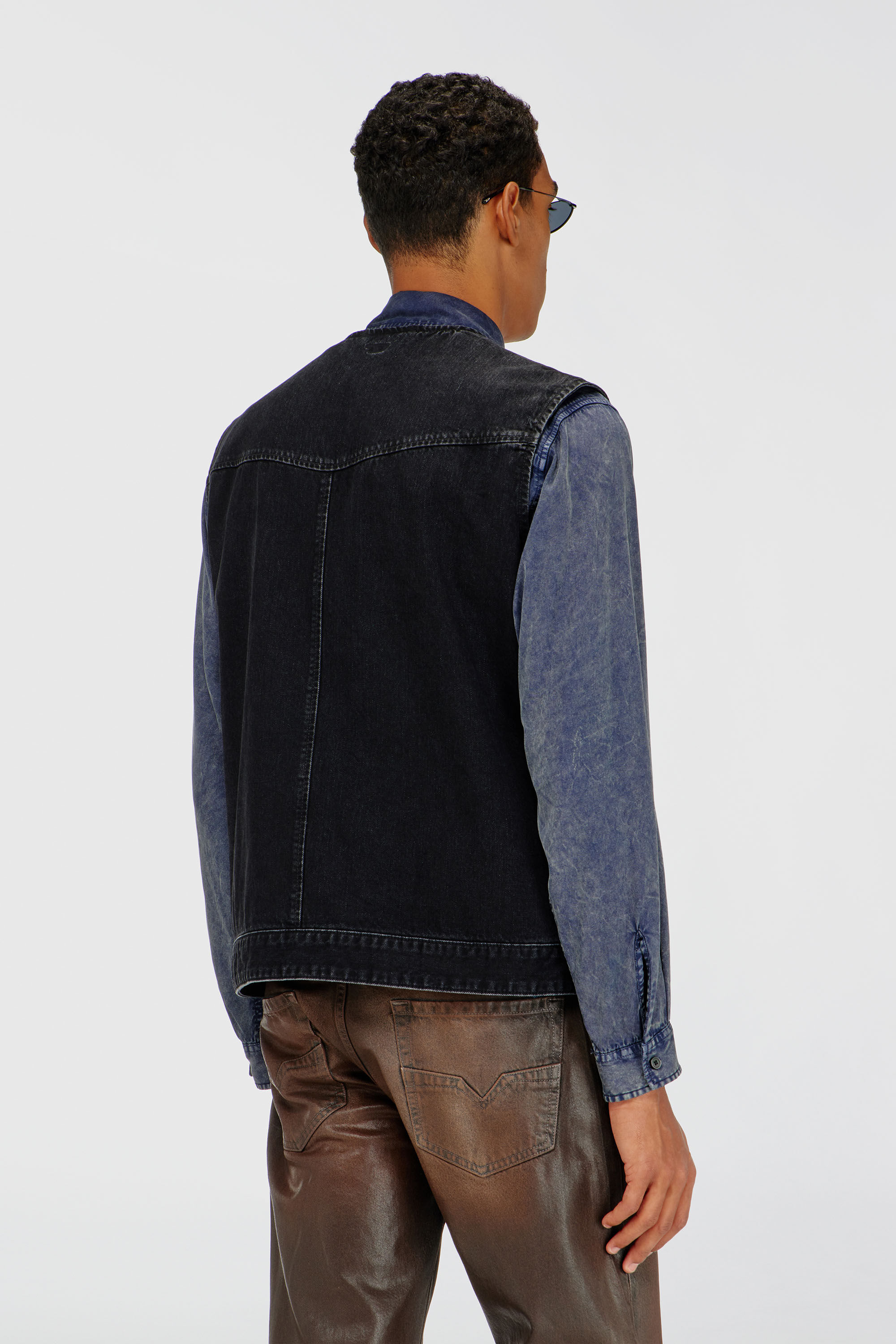 Diesel - D-ANZO, Unisex's Zip-up vest in denim in Black - 4