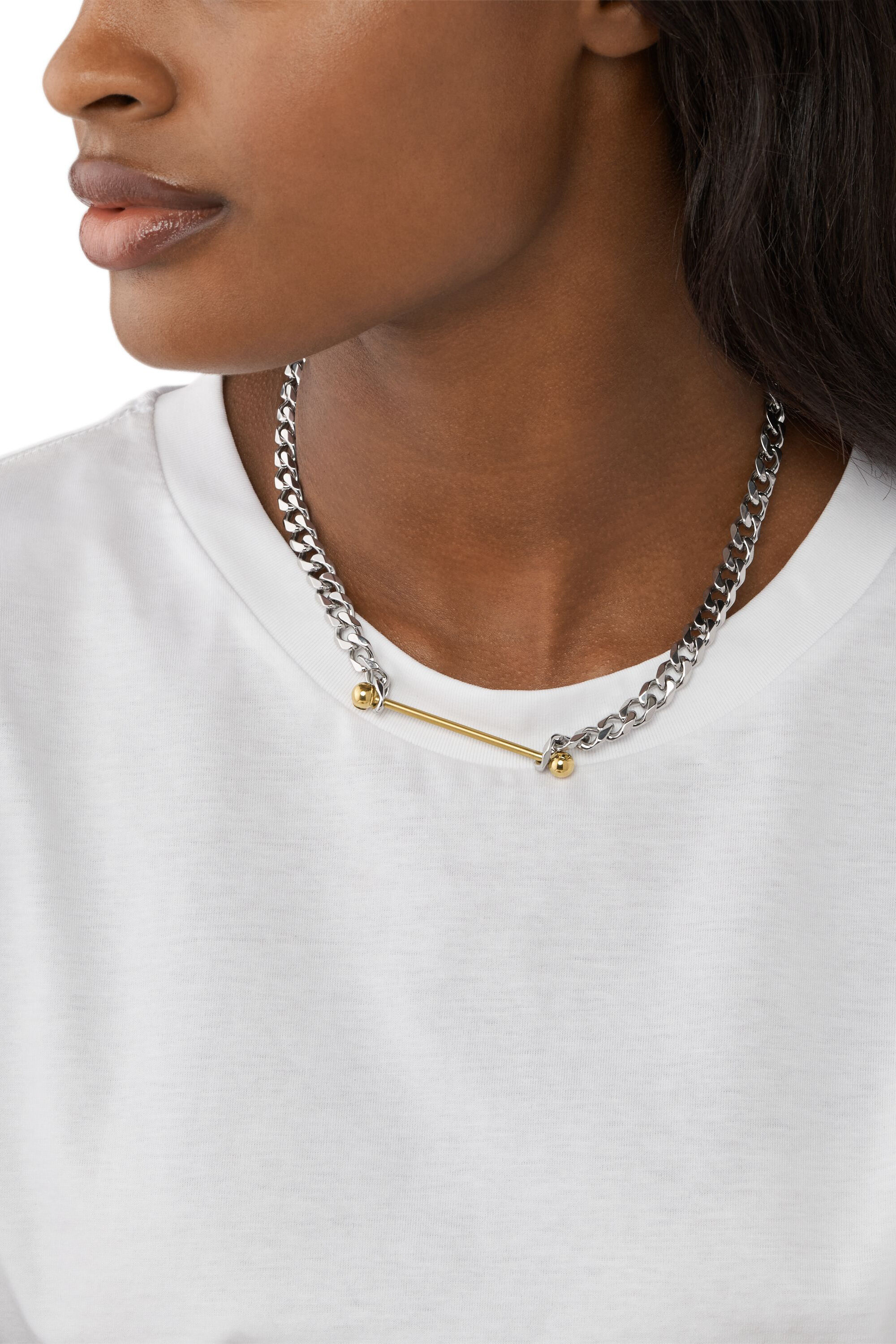 Diesel - DX1408, Unisex's Two-Tone Stainless Steel Chain Necklace in Silver - 3