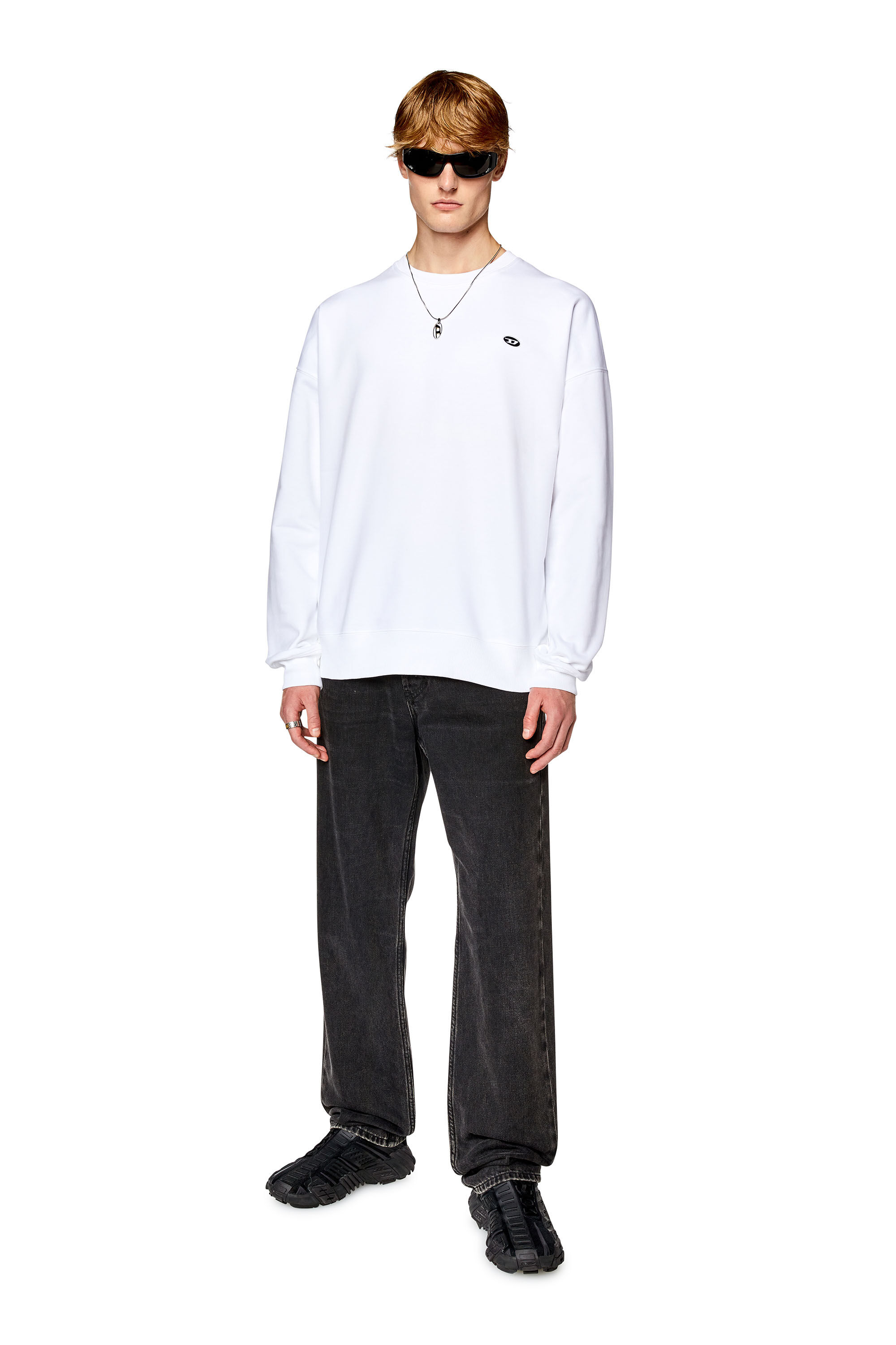 Diesel - S-ROB-DOVAL-PJ, Male's Sweatshirt with oval D patch in White - 1