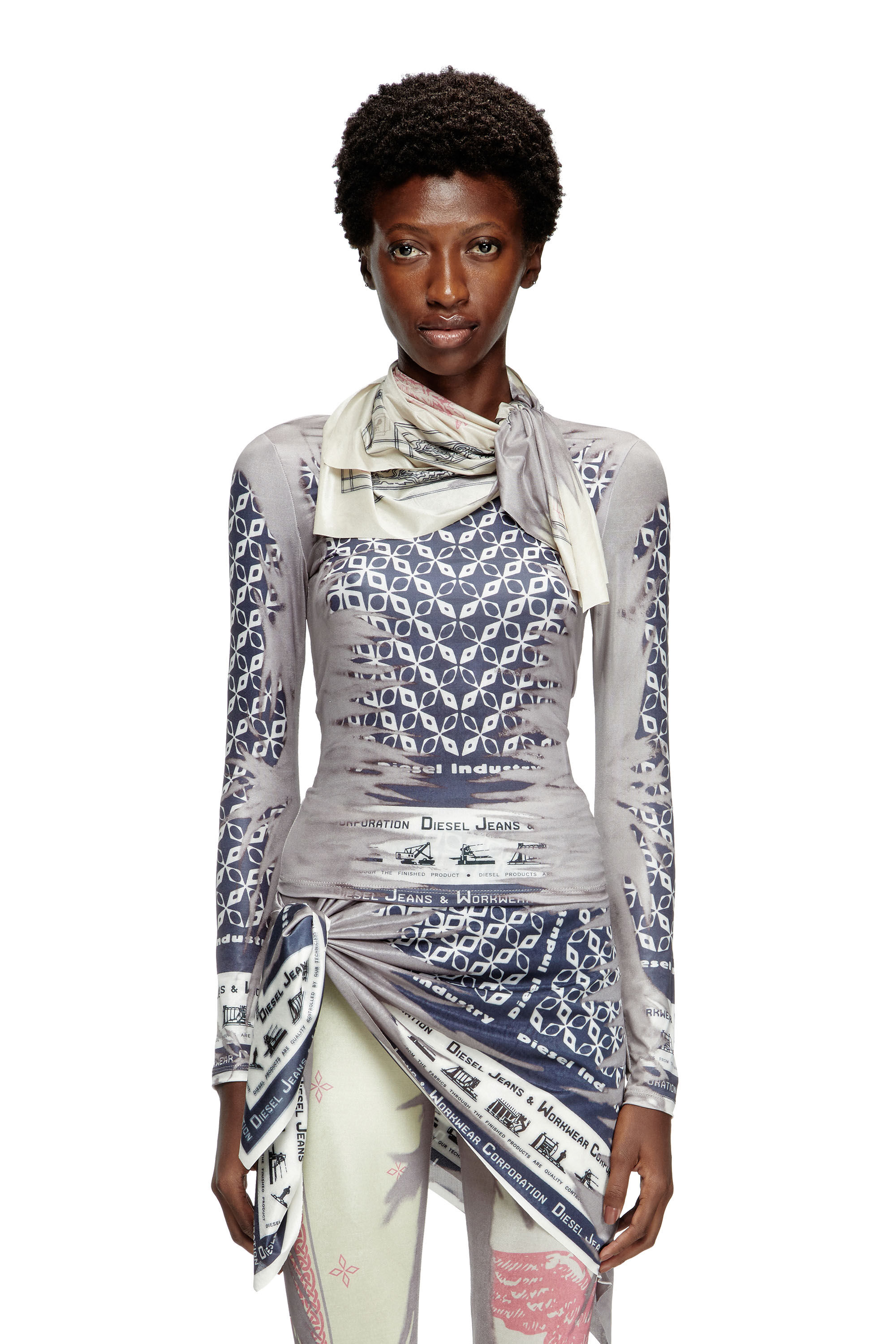 Women's Top with bandana neck tie | Multicolor | Diesel