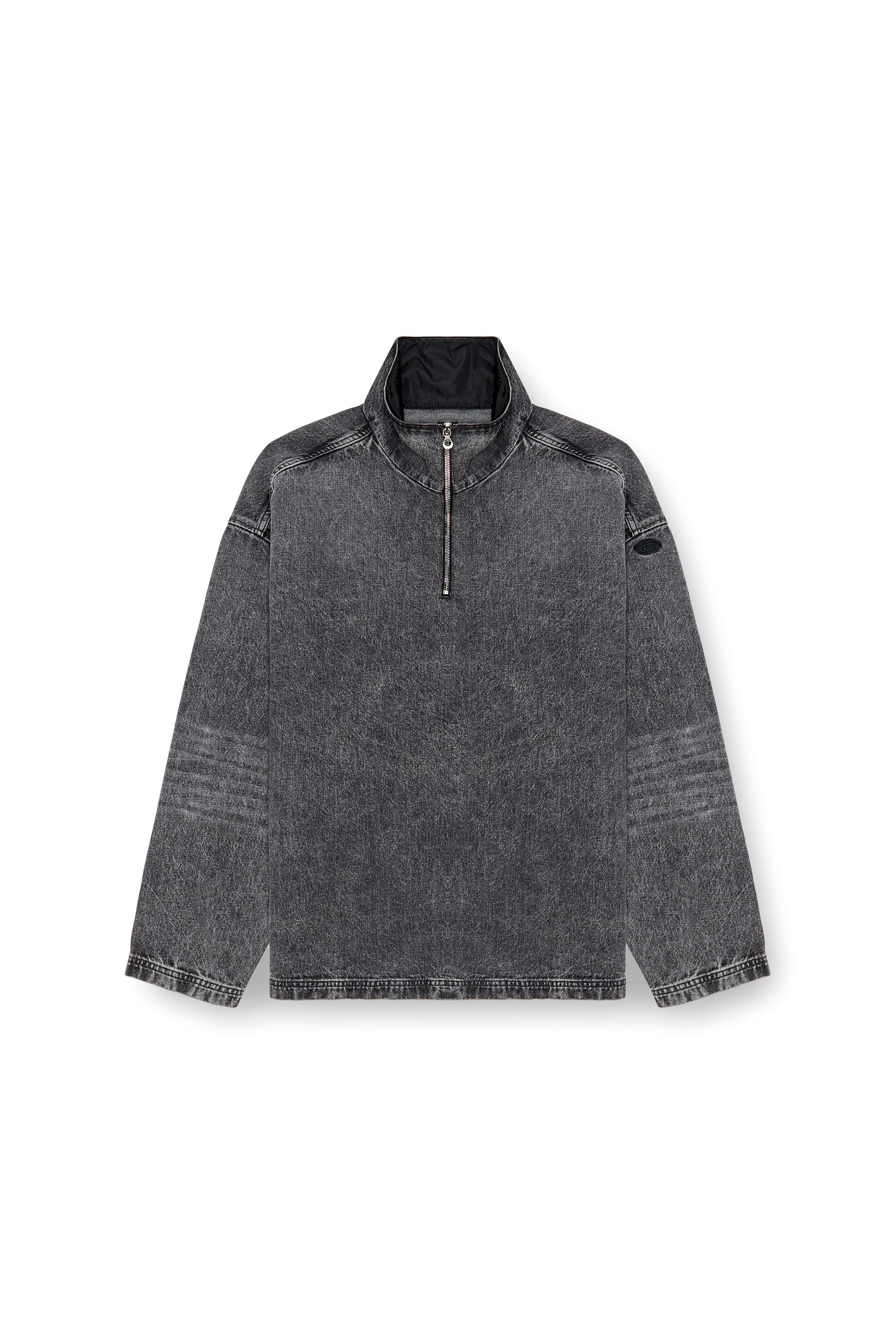 Diesel - D-FLOW-PLUS-S, Male's Denim pullover with nylon inserts in Black - 2