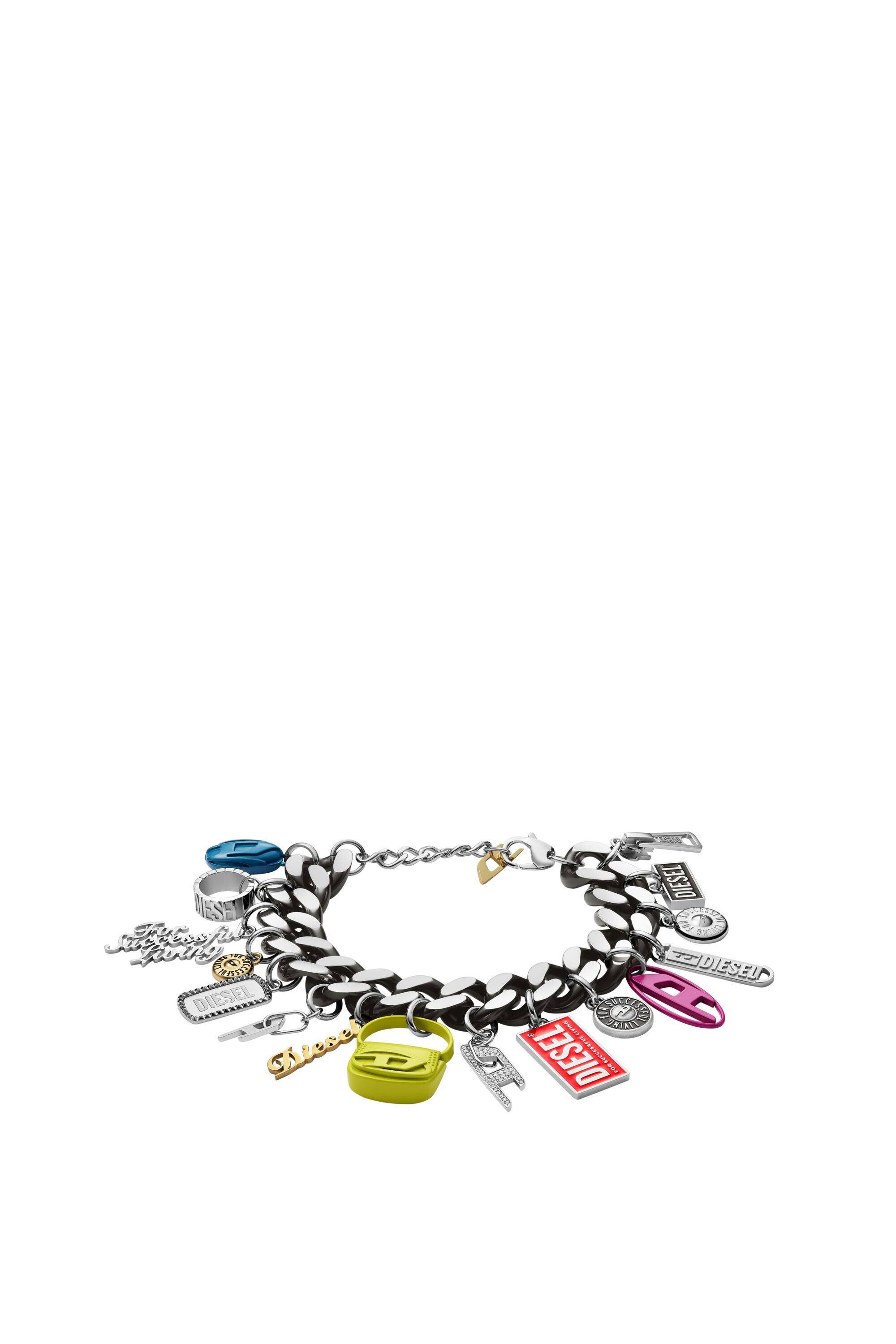 Women's Black stainless steel charm chain bracelet | Multicolor