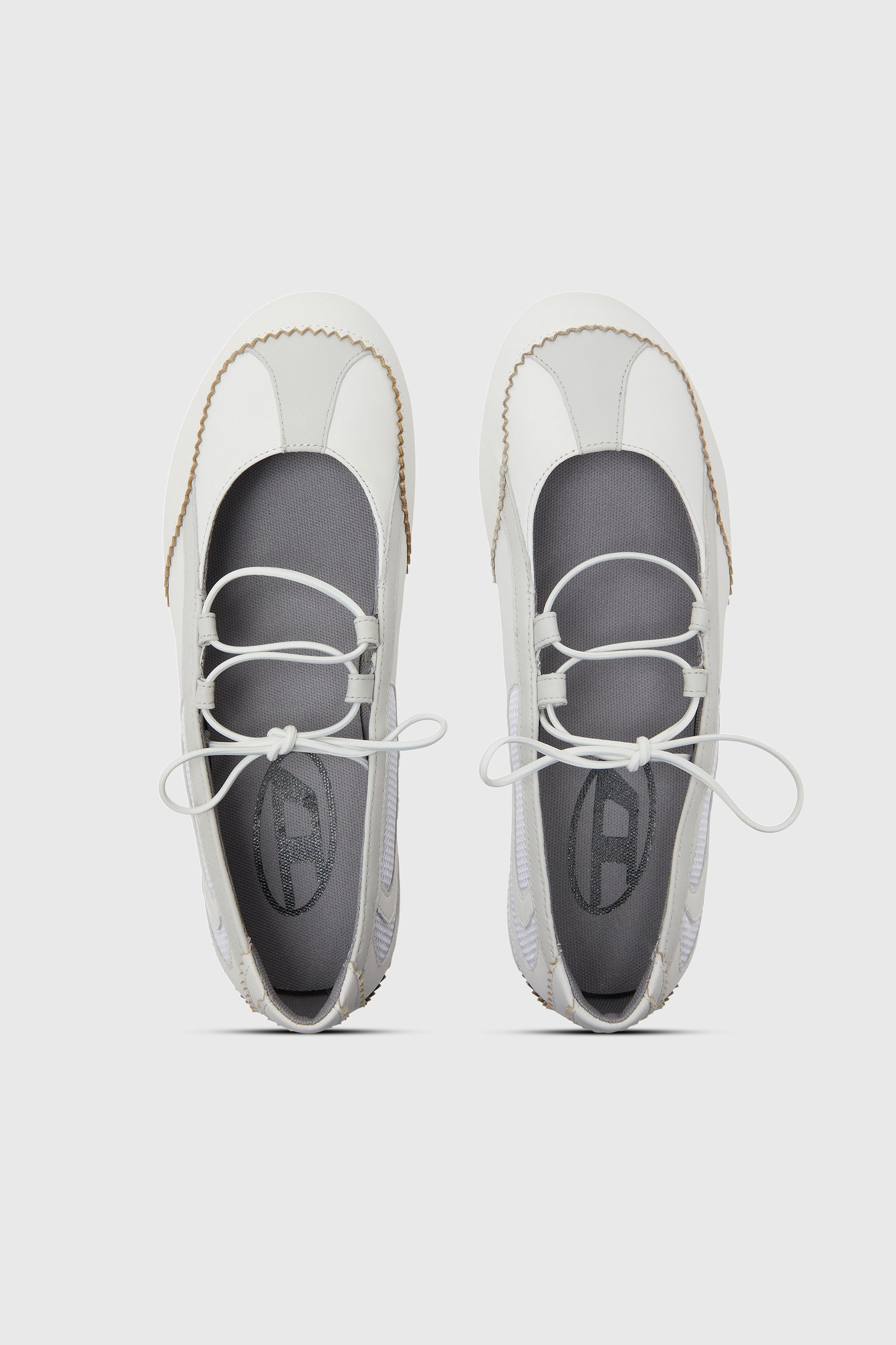 洗練　DIESEL D-MILE BALLERINA LACE UP W 23 Women's D-Mile - Lace-up ballerina flats in leather and mesh