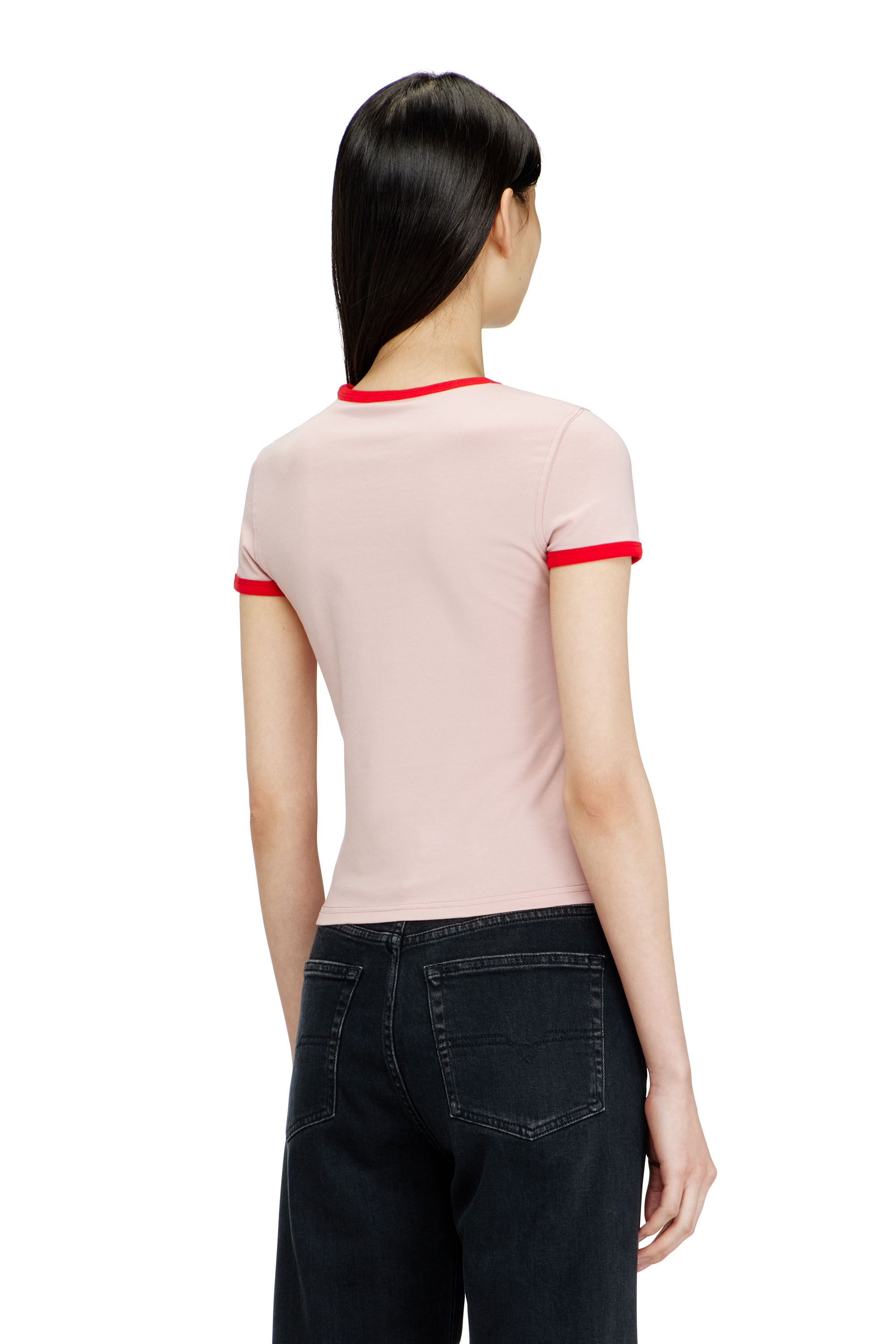 Women's Slim T-shirt with pig print | Pink | Diesel {{Country}}