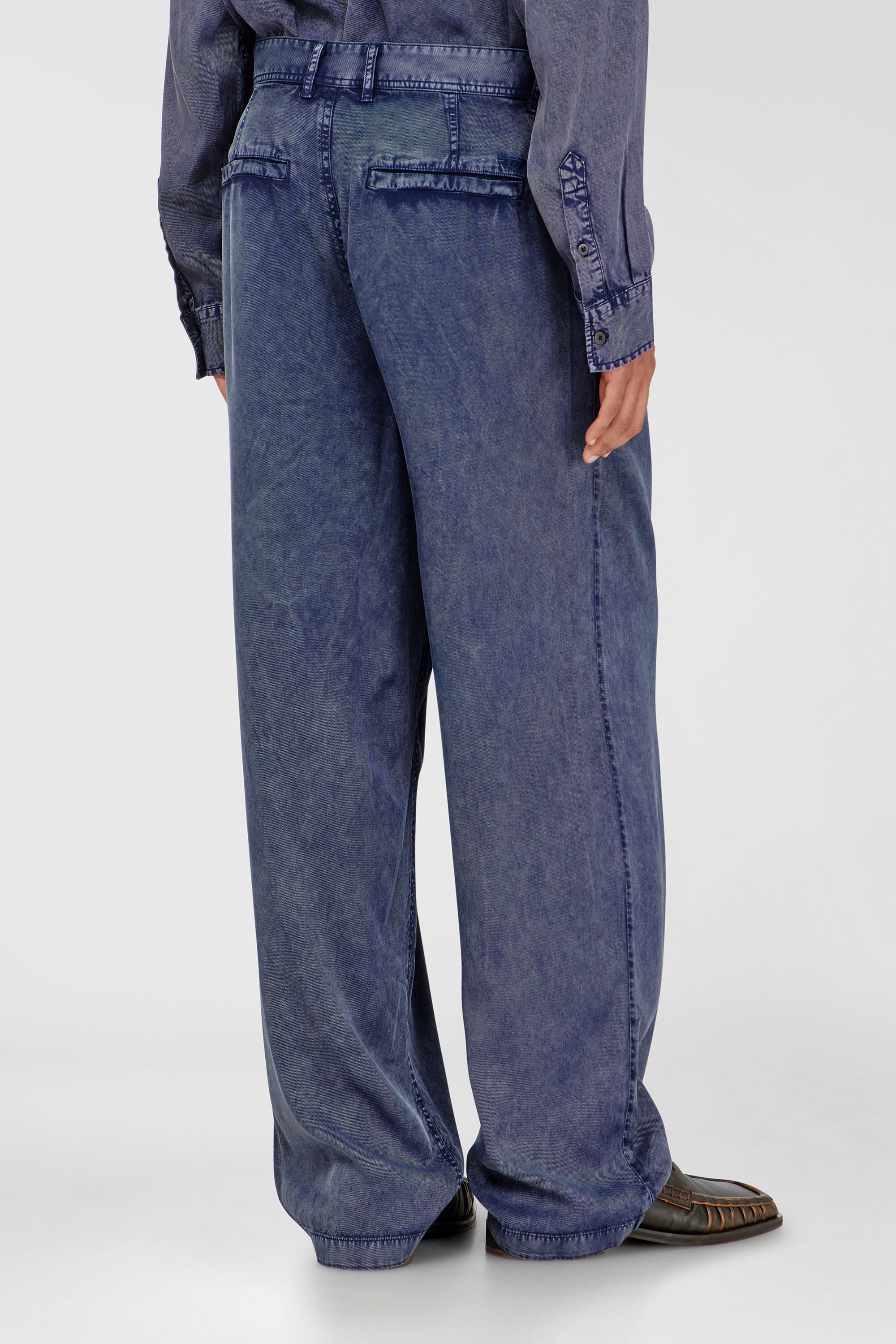 Diesel - P-FAUST-NIBC, Man's Wide-leg pants in denim-effect viscose in Medium blue - 4