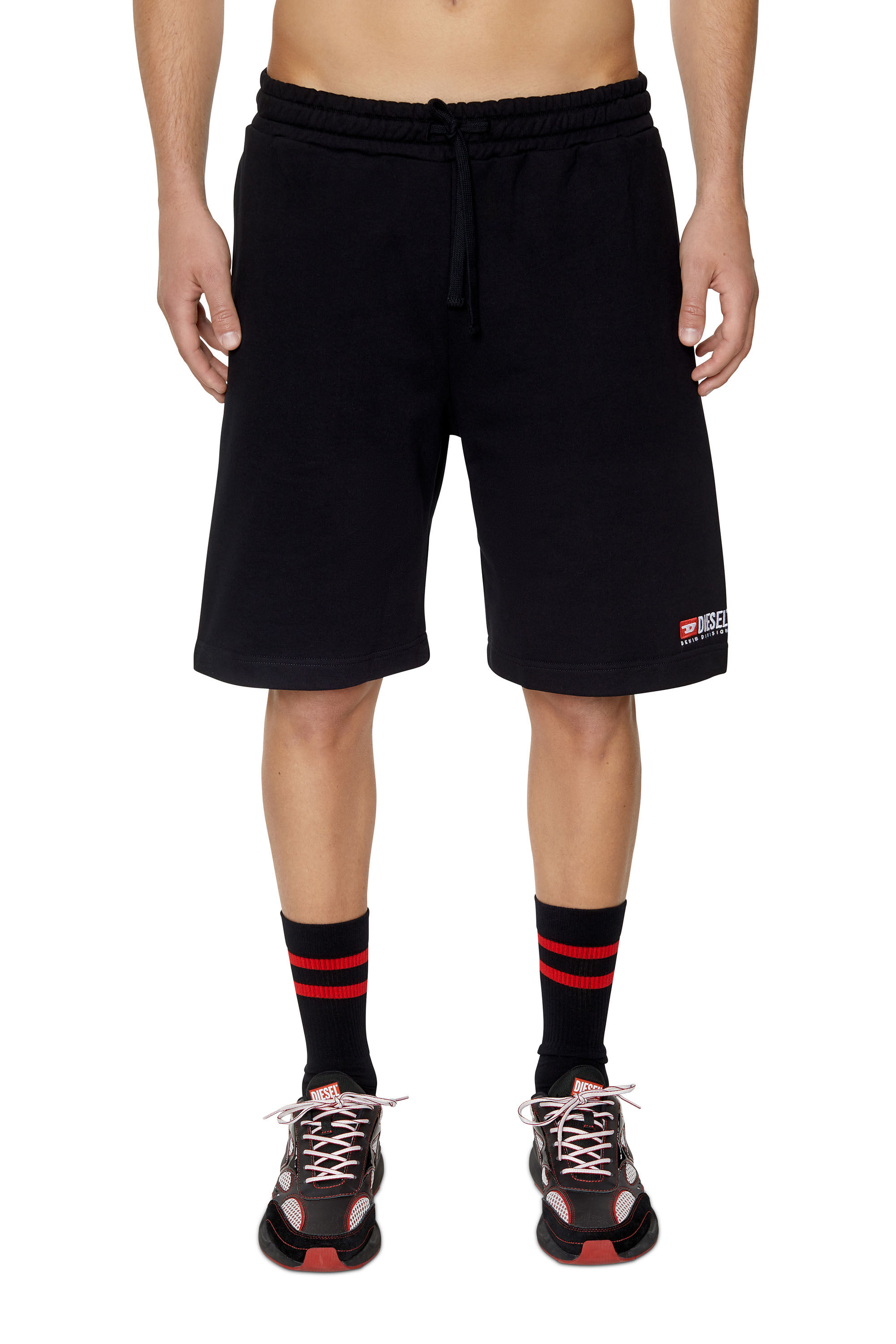Diesel - P-CROWN-DIV, Man's Sweat shorts with logo embroidery in Black - 4