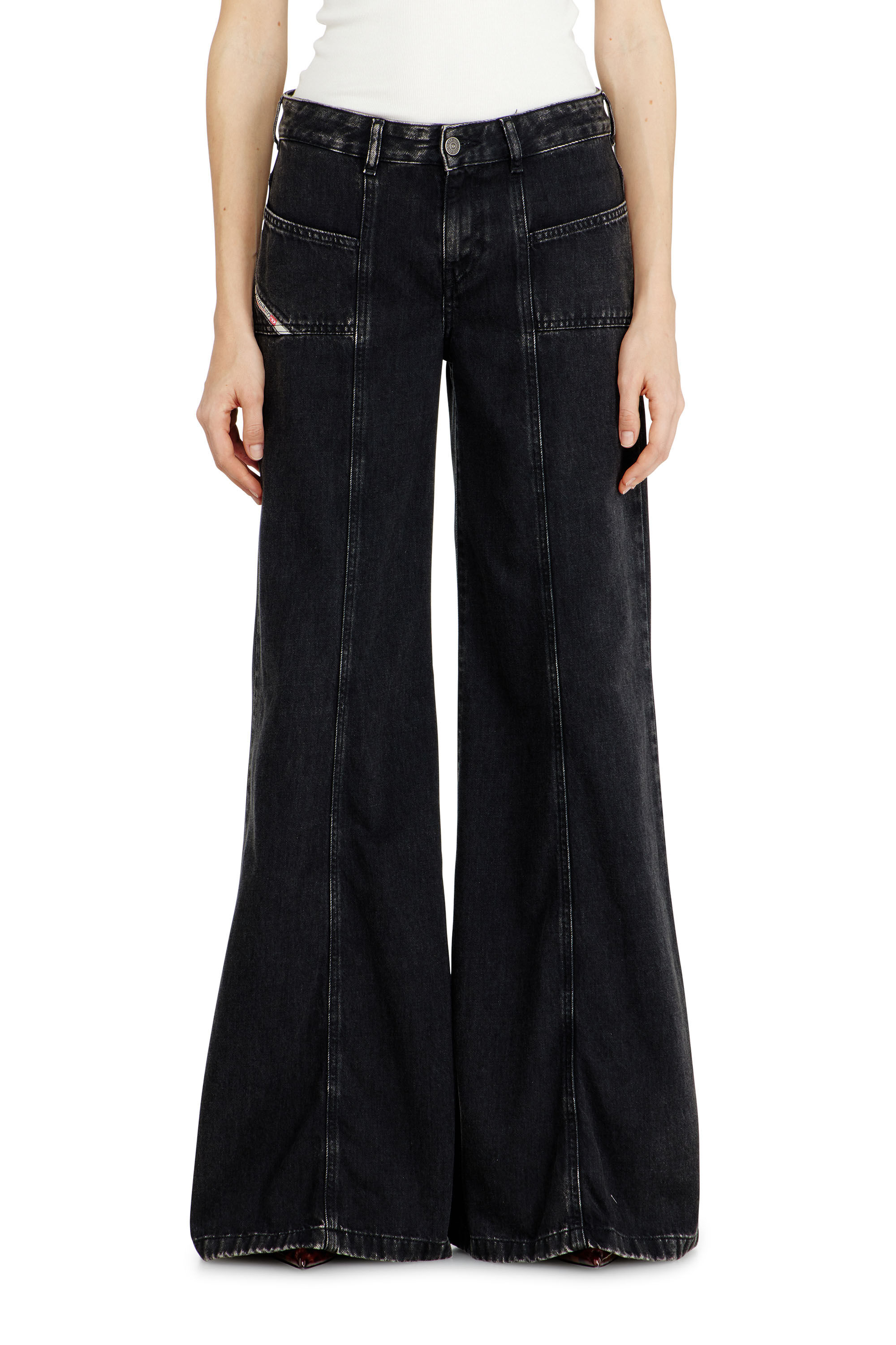 Vaqueros flare de mujer | Negro/Gris oscuro | Diesel D-Akii