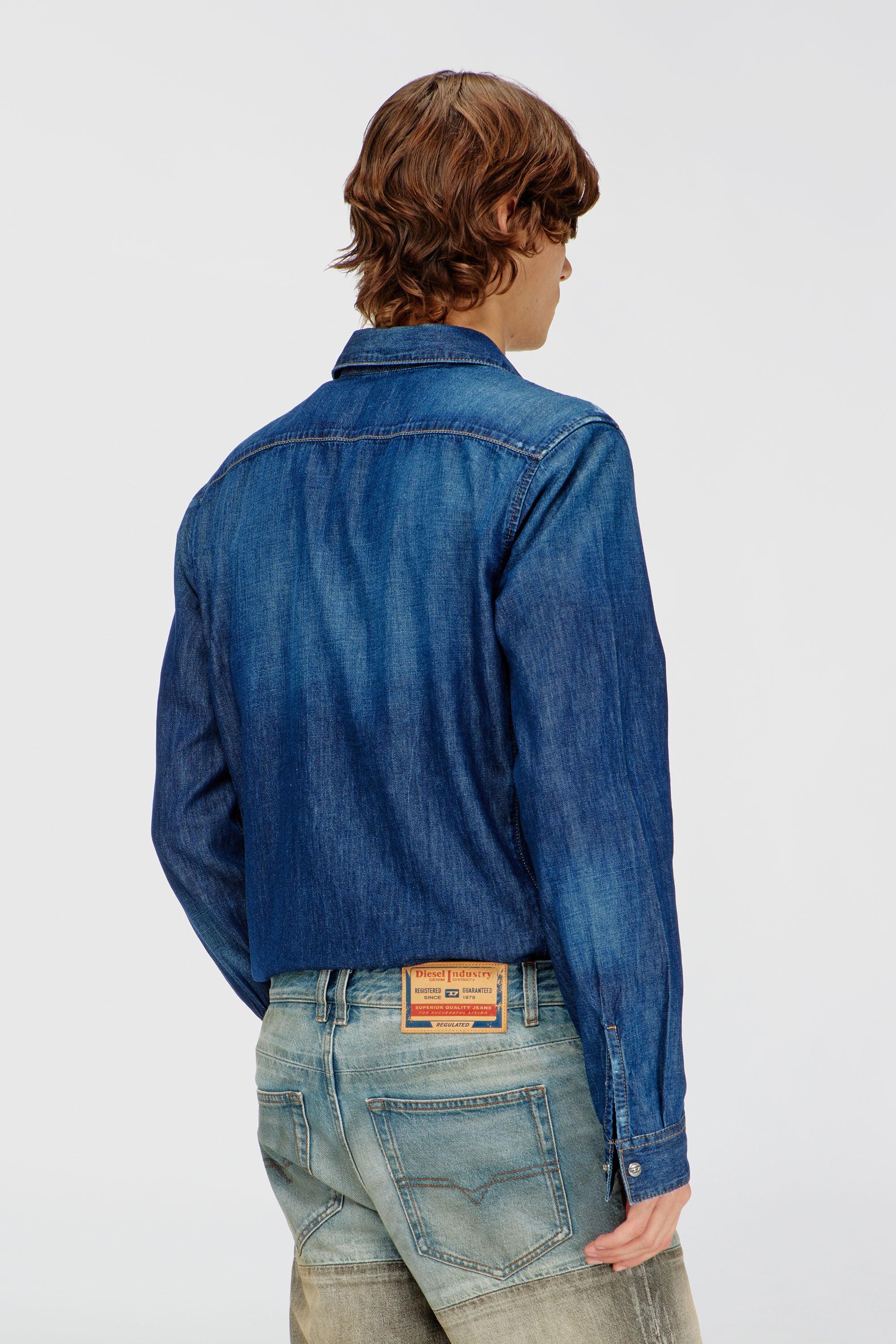 Diesel - D-FITTY-D, Man's Shirt in denim in Dark Blue - 4