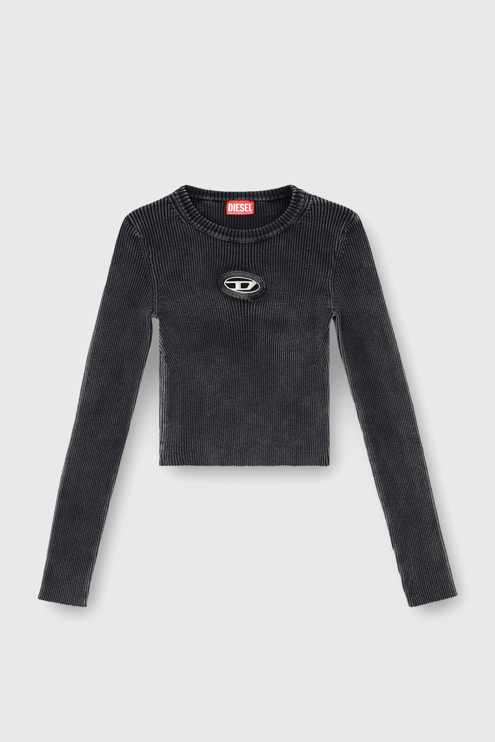 Diesel - M-ANCHOR-A, Jersey corto con logotipo recortado Mujer in Negro - 2