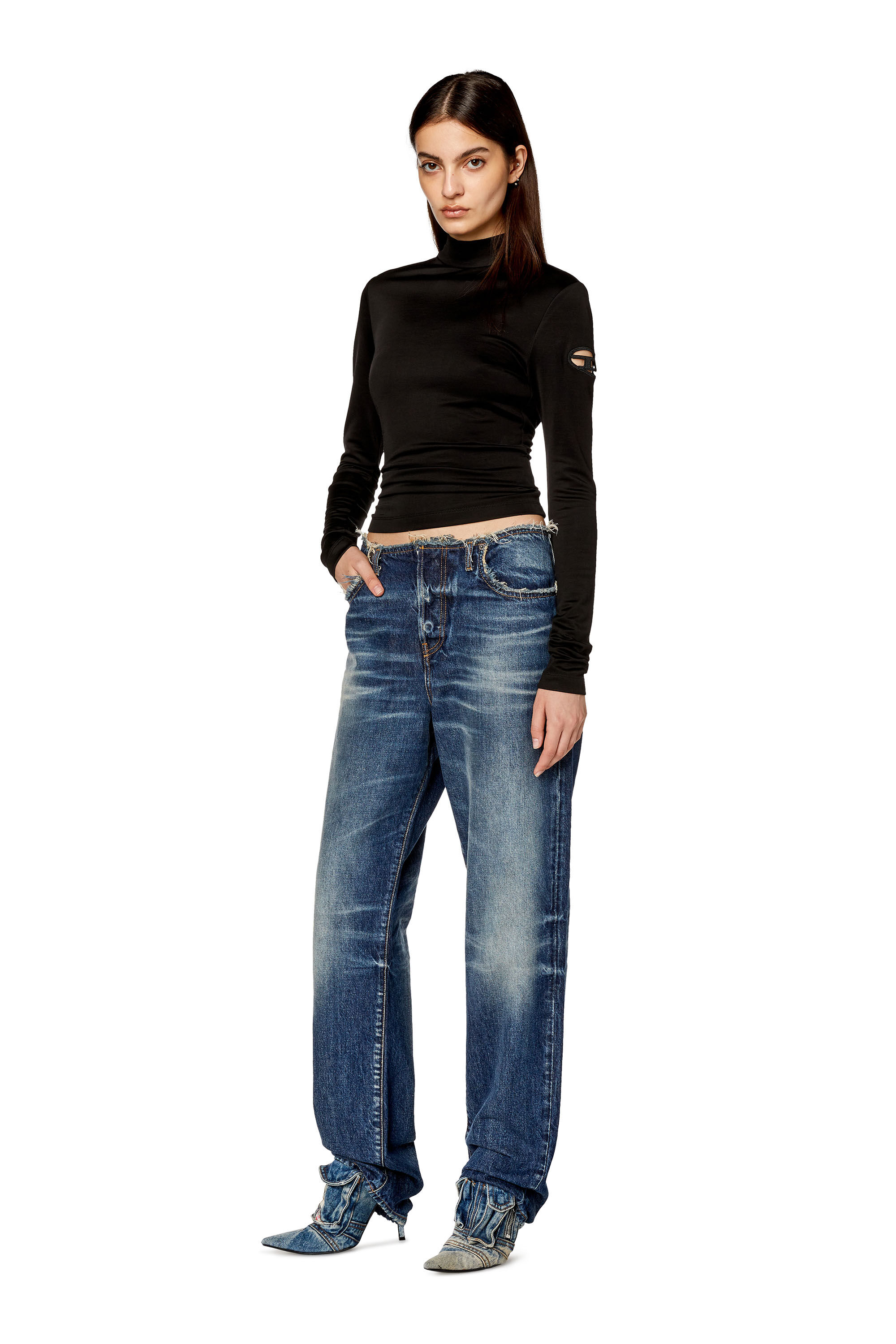 Diesel - T-ASTRA-OD, Female's Mock-neck top in stretch interlock in Black - 1