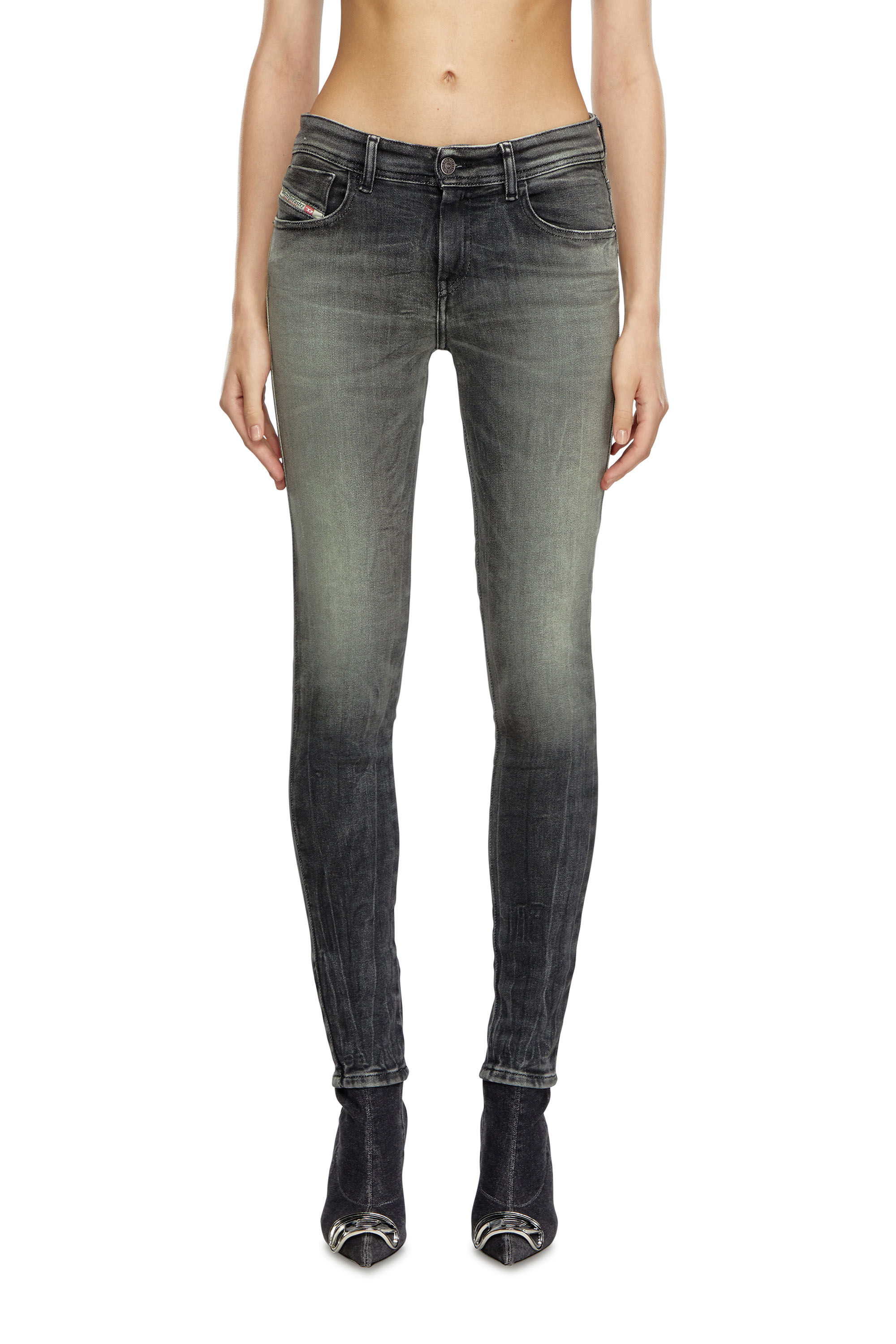 Diesel - Skinny Jeans 2017 Slandy 09J08 Femme, Noir/Gris foncé - Image 3
