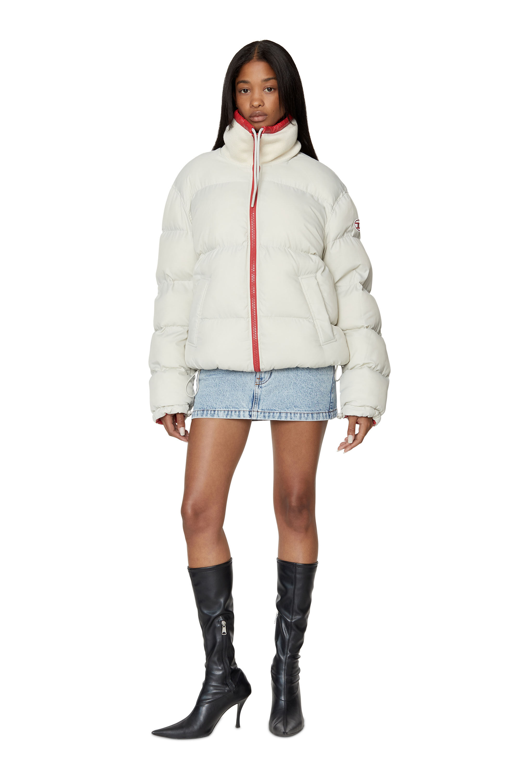 Diesel - W-JUPITER, Female's Oversized reversible logo puffer jacket in Red - 6