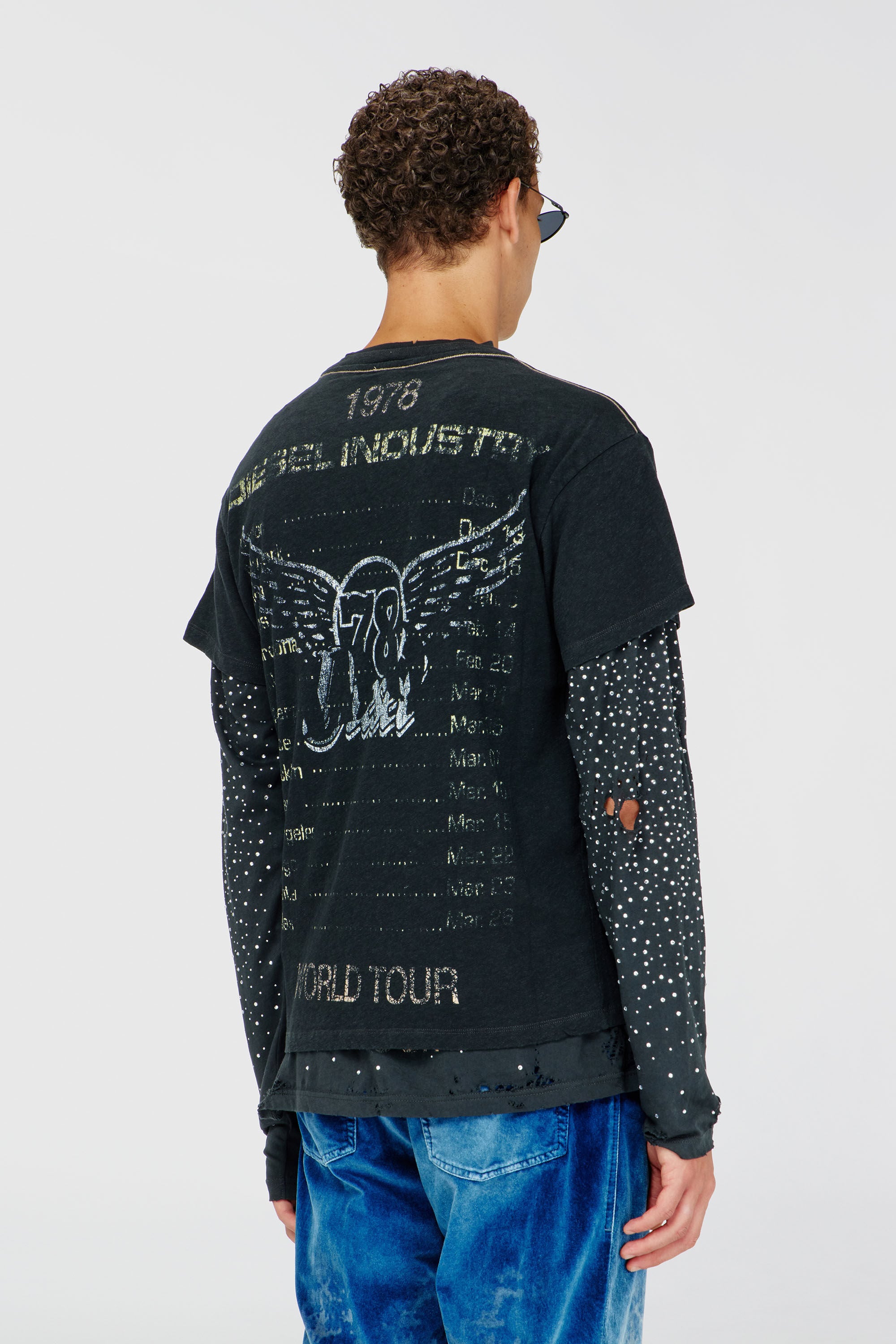 Diesel - T-GERIO-A, Man's Cotton-hemp T-shirt with concert graphics in Black - 5