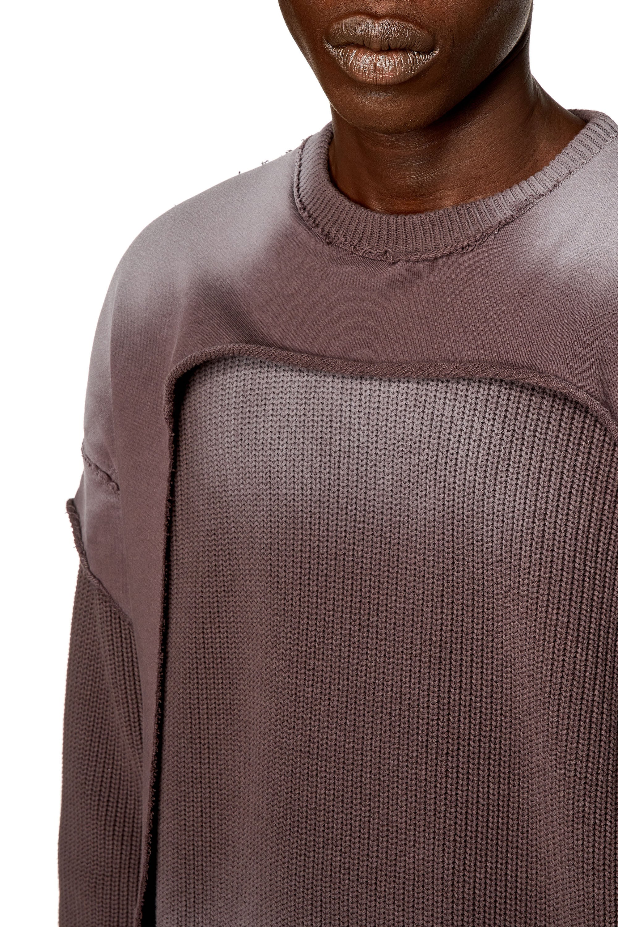 Men's Jumper with destroyed peel-off effect | Grey | Diesel US