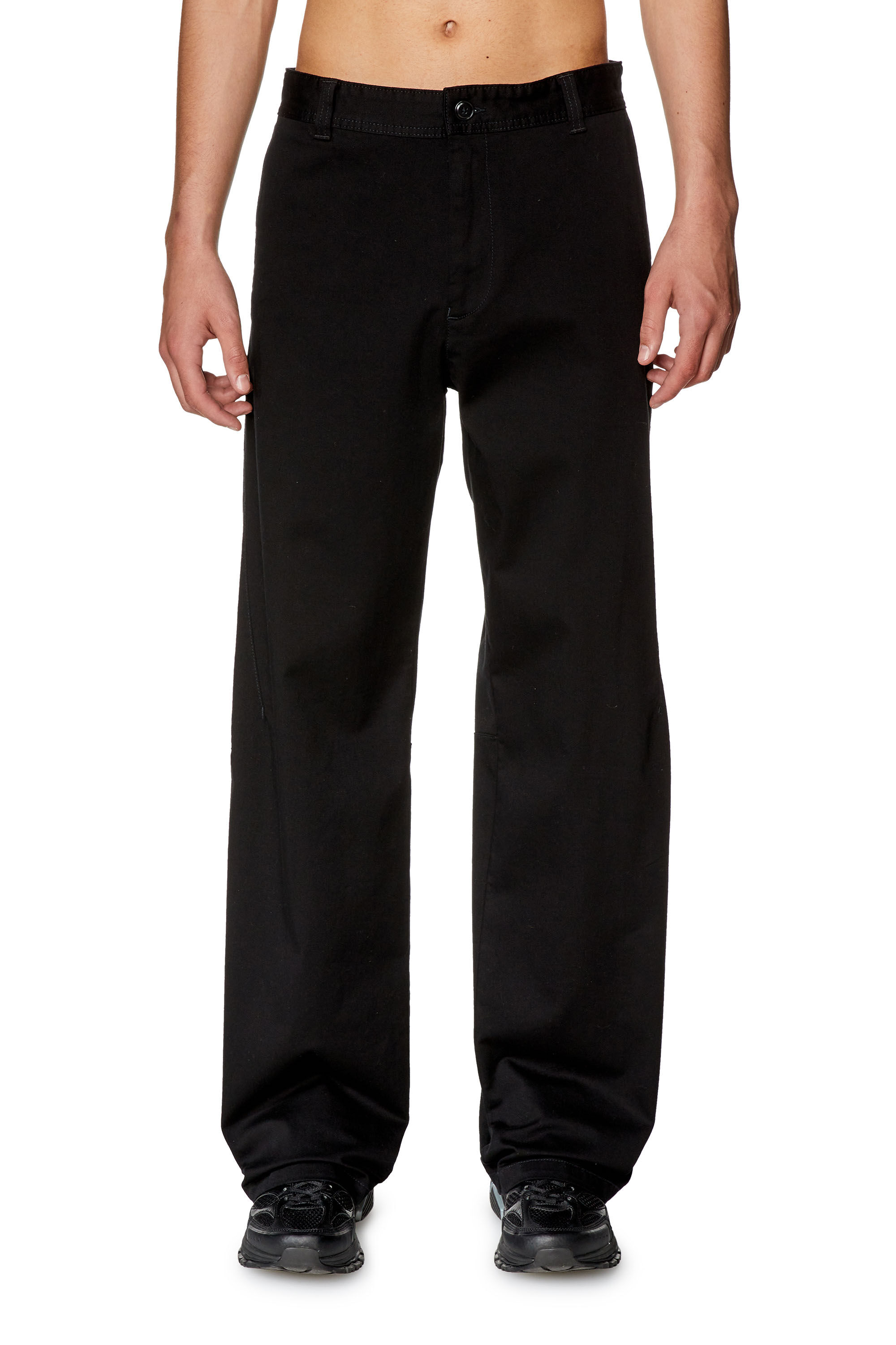 Diesel - P-FRANCK, Pantalones chino de sarga de algod&oacute;n el&aacute;stica Hombre in Negro - 3