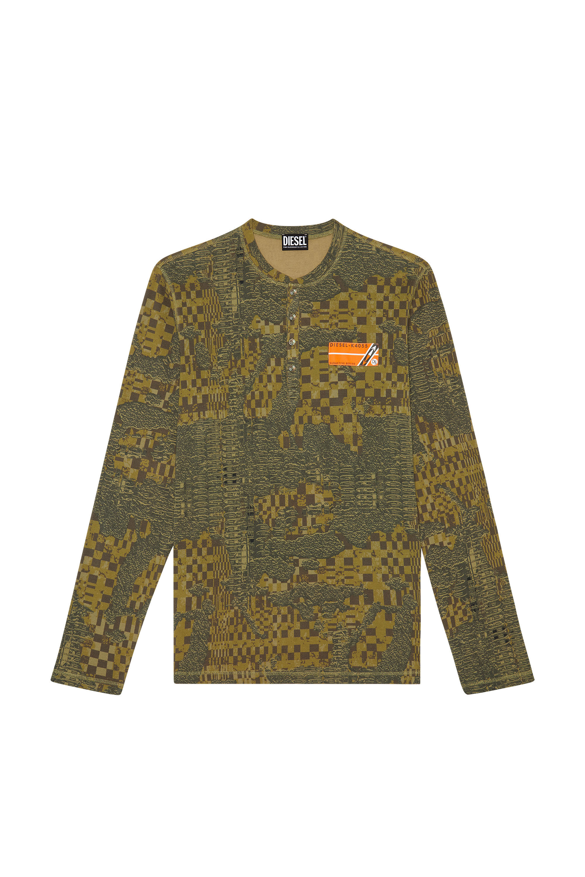 Diesel - T-JUSER-G1, Top abotonado con estampado de camuflaje Hombre in Verde - 2