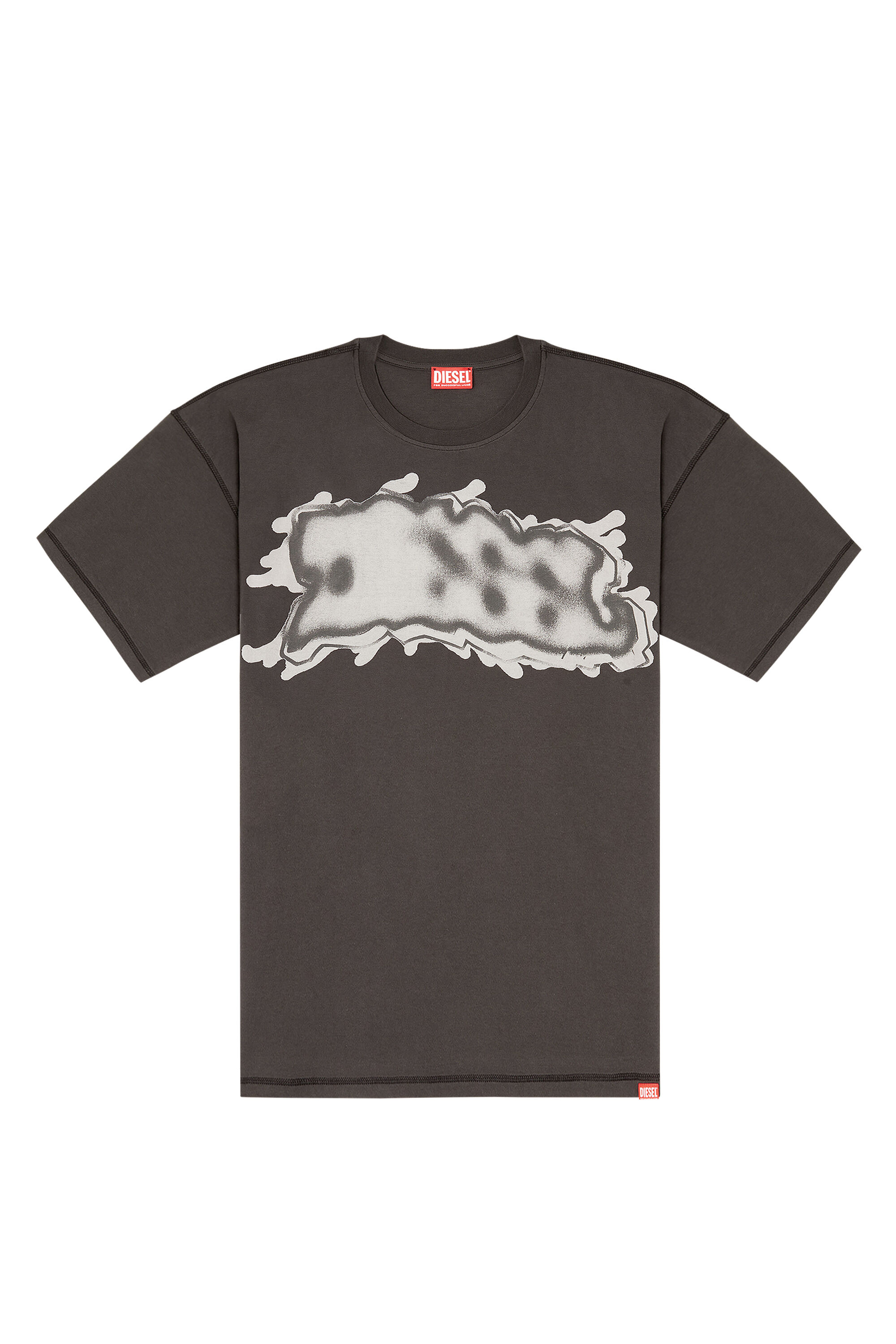 Diesel - T-LEONARD-IHBJ, Male's T-shirt with graffiti print in Dark Grey - 2