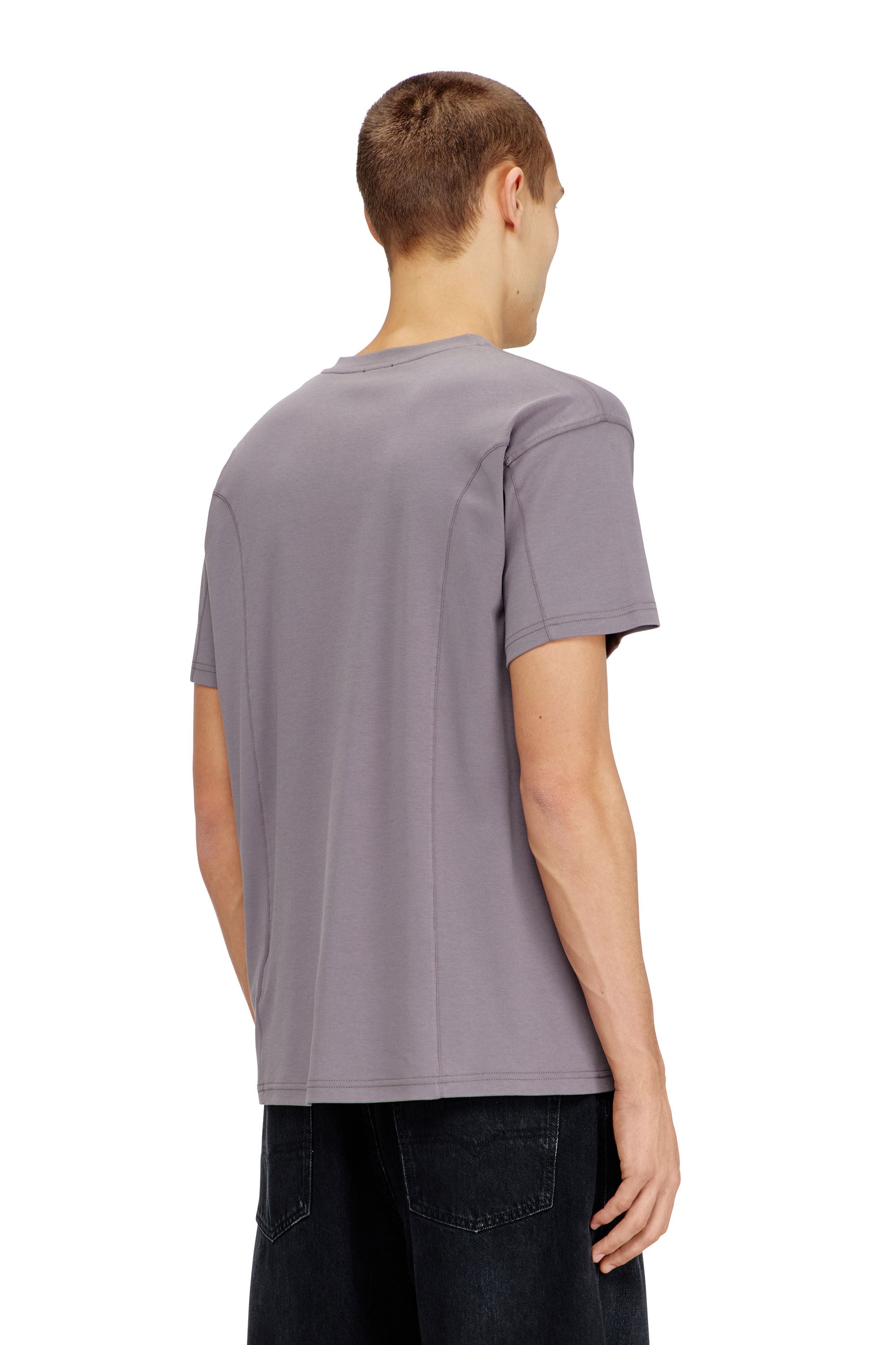 Men's T-shirt with solid color panels | Violet | Diesel US