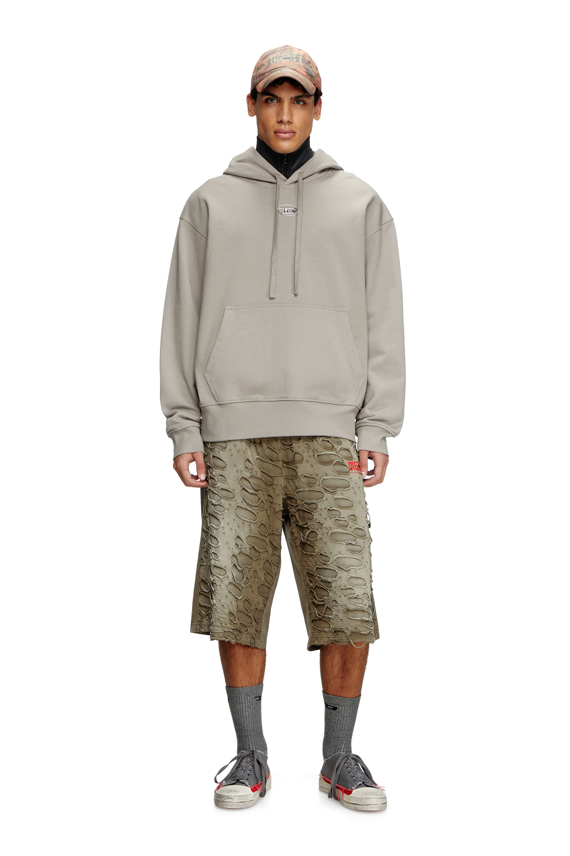 Diesel - S-MACS-HOOD-OD, Male's Hoodie with metallic logo in Grey - 1