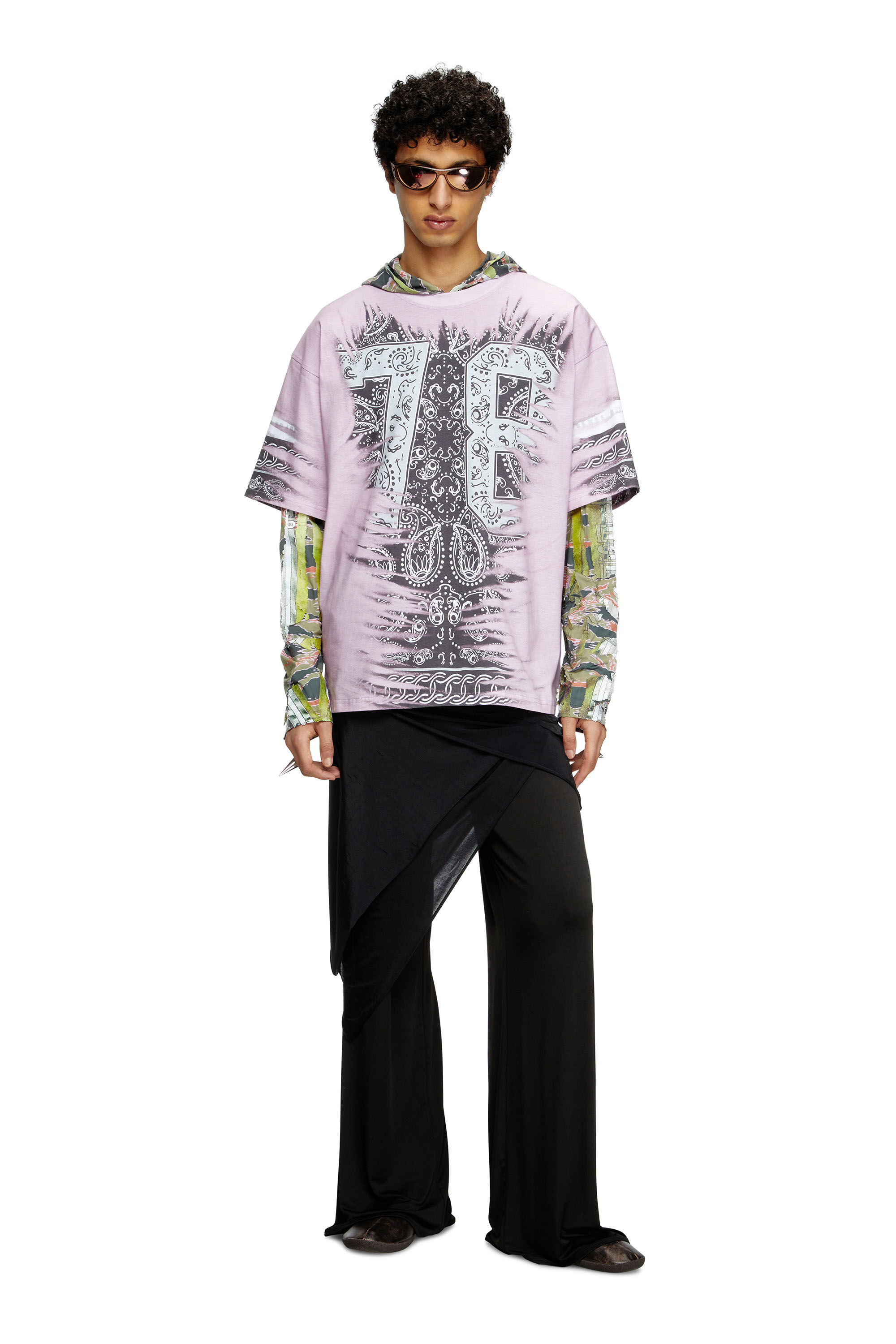Men's T-shirt with 78 bandana print | Pink | Diesel