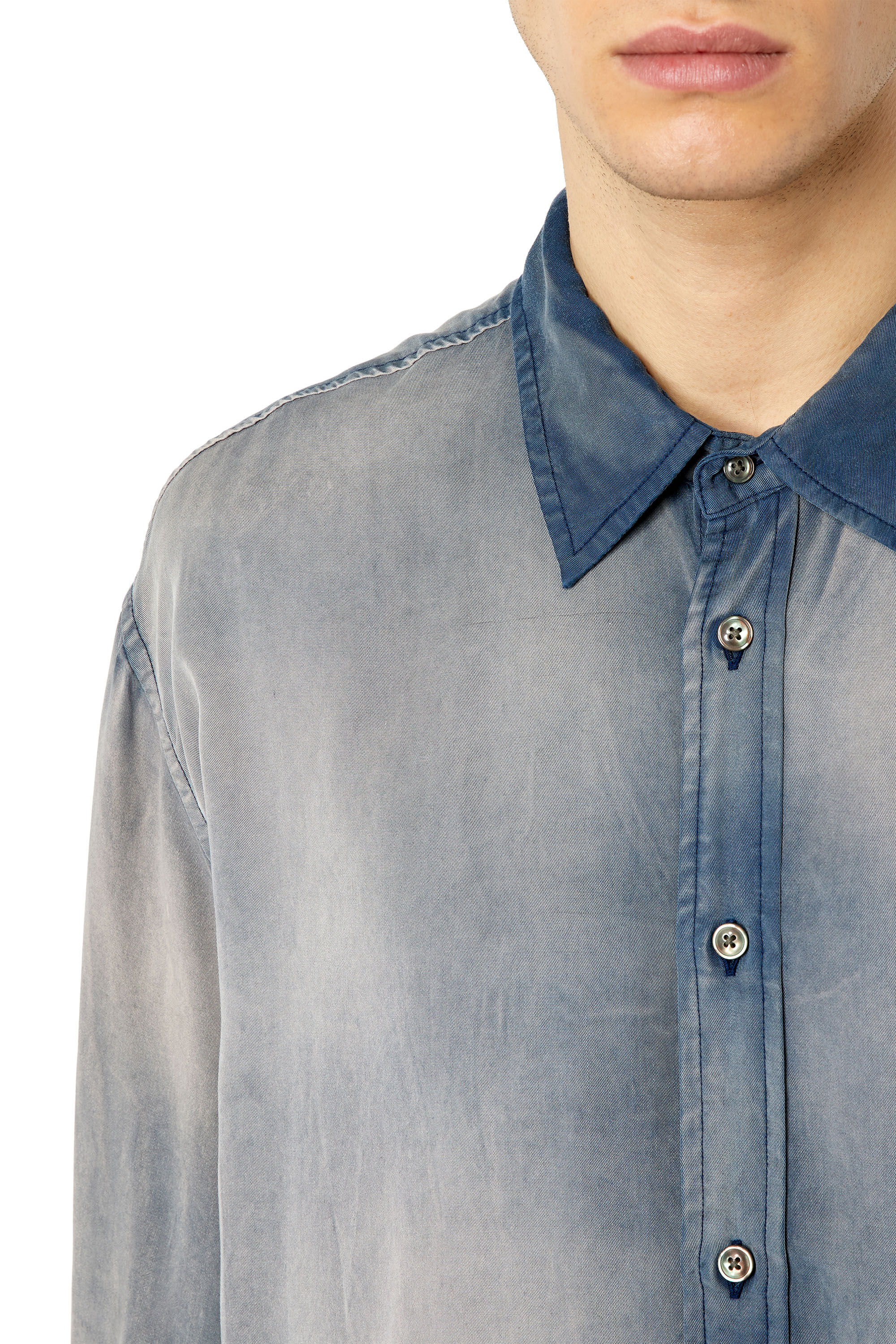 Diesel - S-UMBE-TREAT, Chemise en twill Tencel traité Homme in Bleu - 4