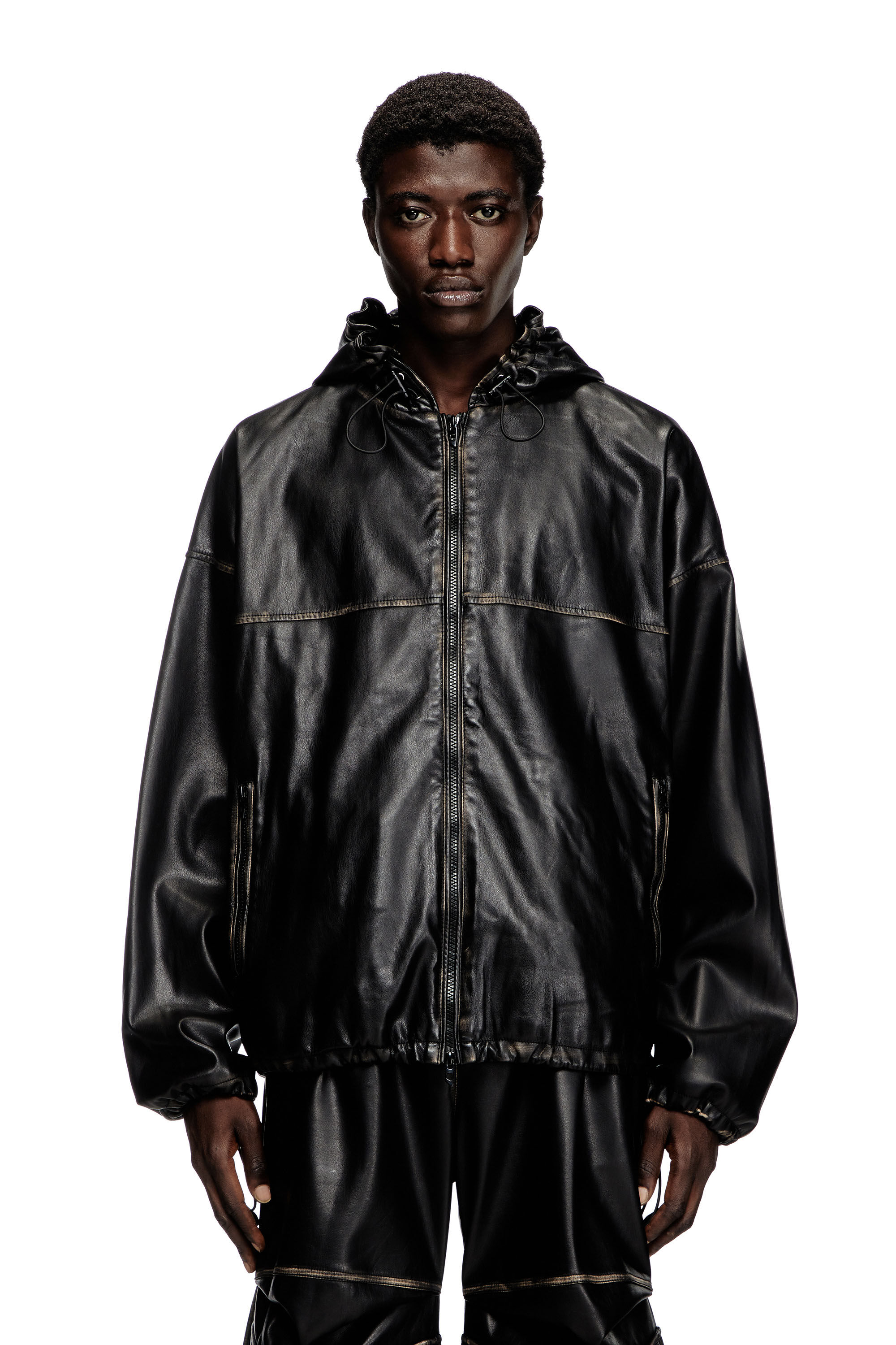 Women's Distressed hooded jacket | Black | Diesel {{Country}}