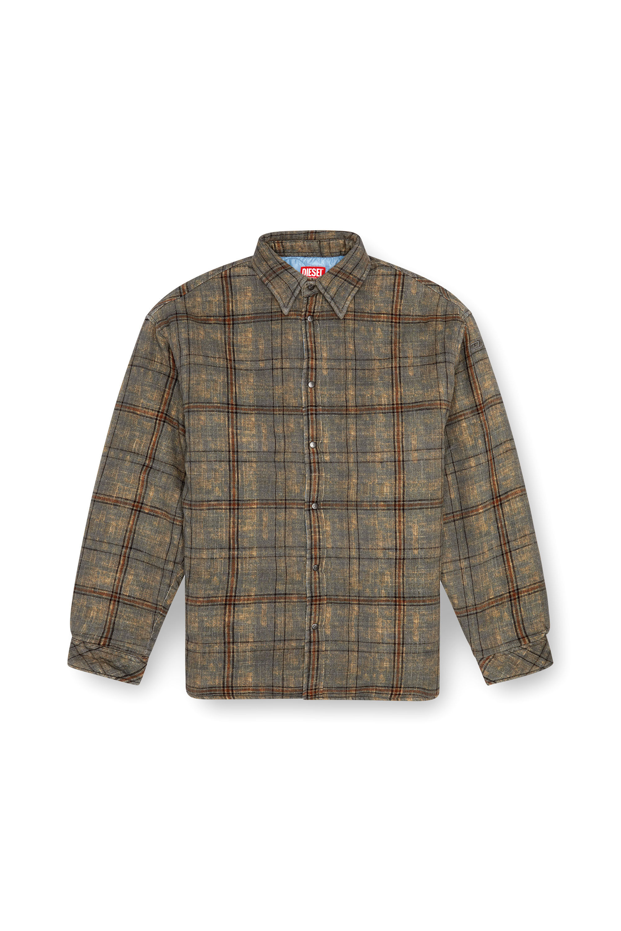 Diesel - S-HAMME, Veste matelassée en coton flammé à carreaux Homme in Polychrome - 2