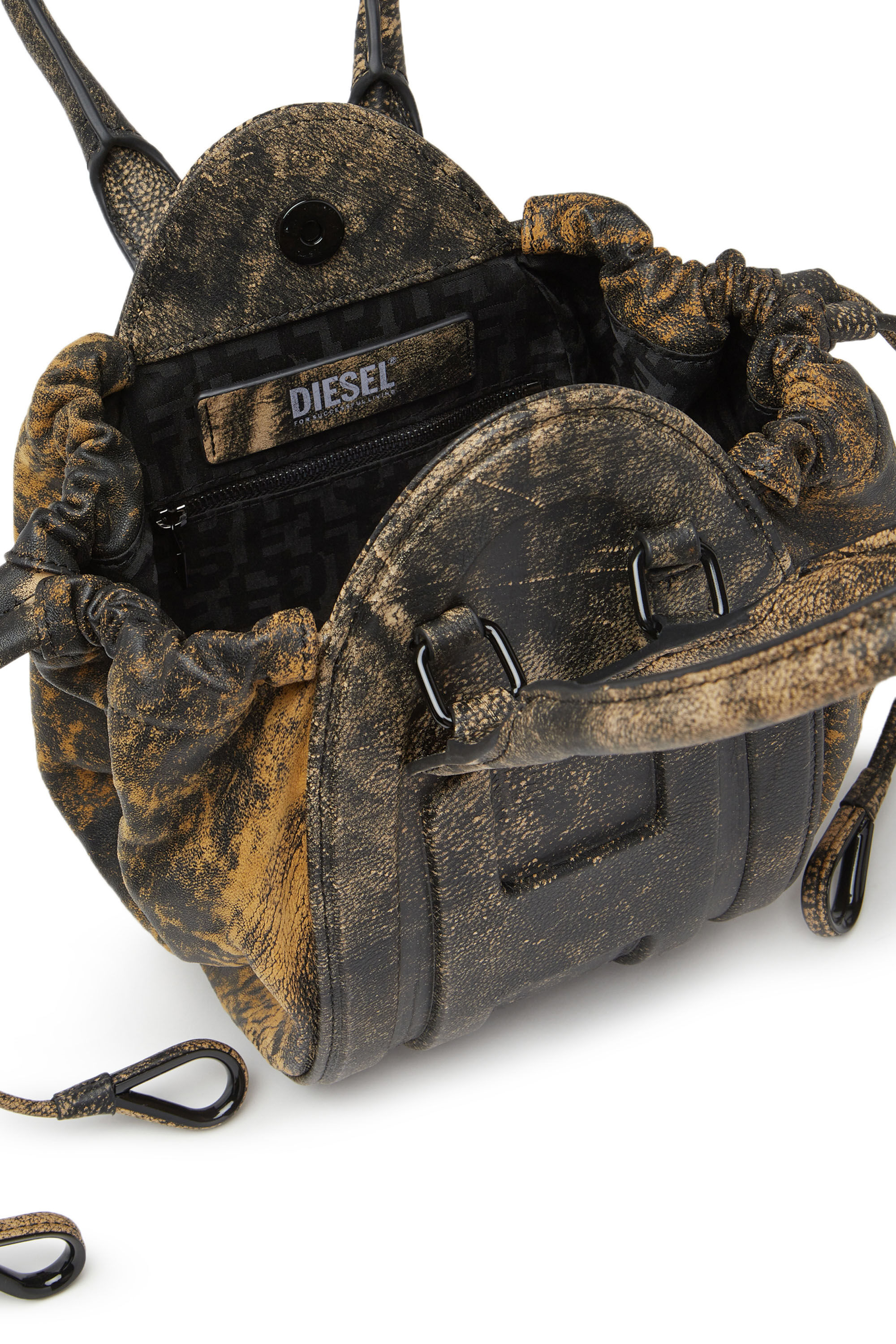 Diesel - 1DR-FOLD XS, Female's 1DR-Fold XS - Oval logo handbag in marbled leather in Brown - 2
